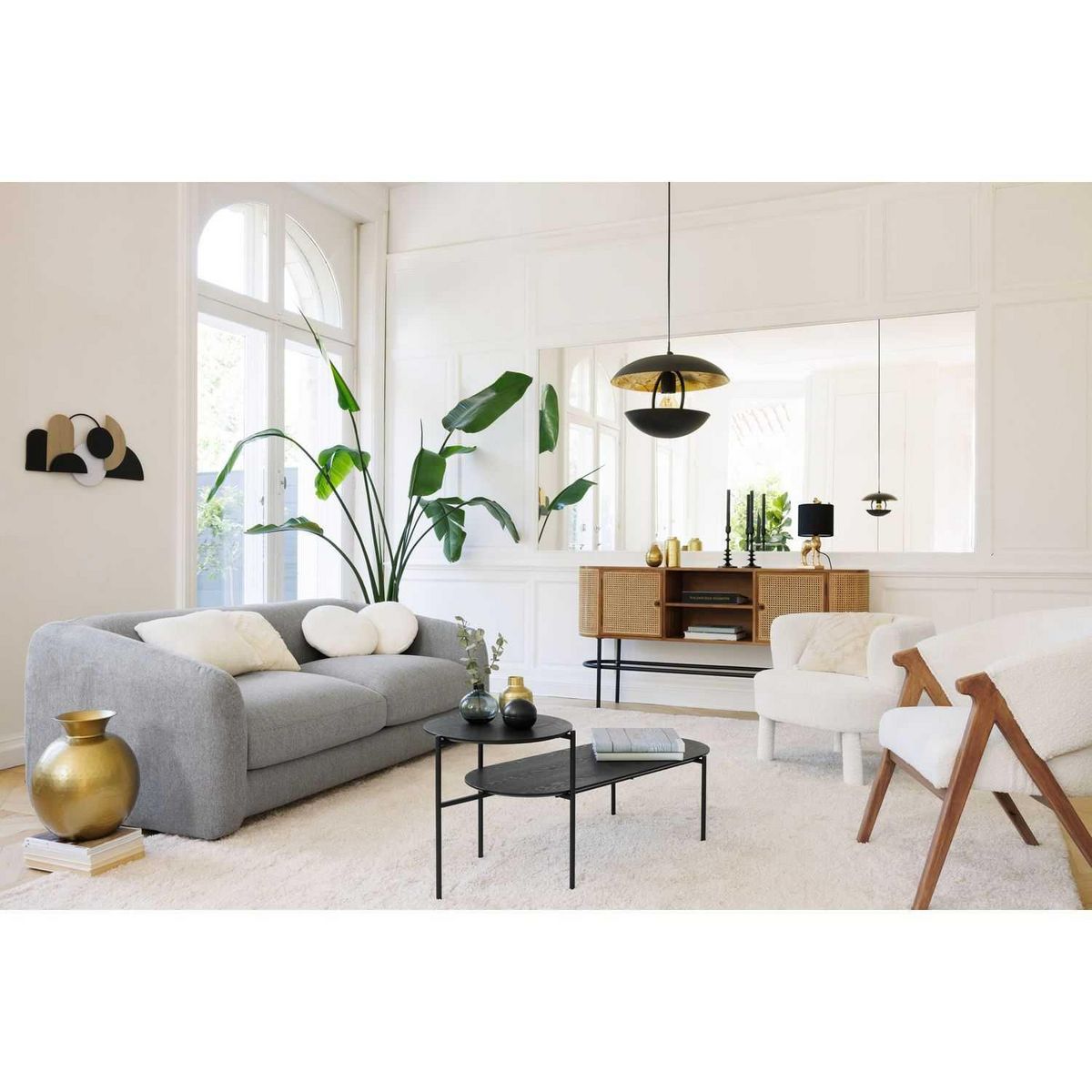 ATMOSPHERA Fauteuil de salon en bouclette - Blanc