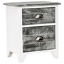 Voir la diapositive 2 : VIDAXL Table de chevet Gris et blanc 38x28x45 cm Bois de Paulownia
