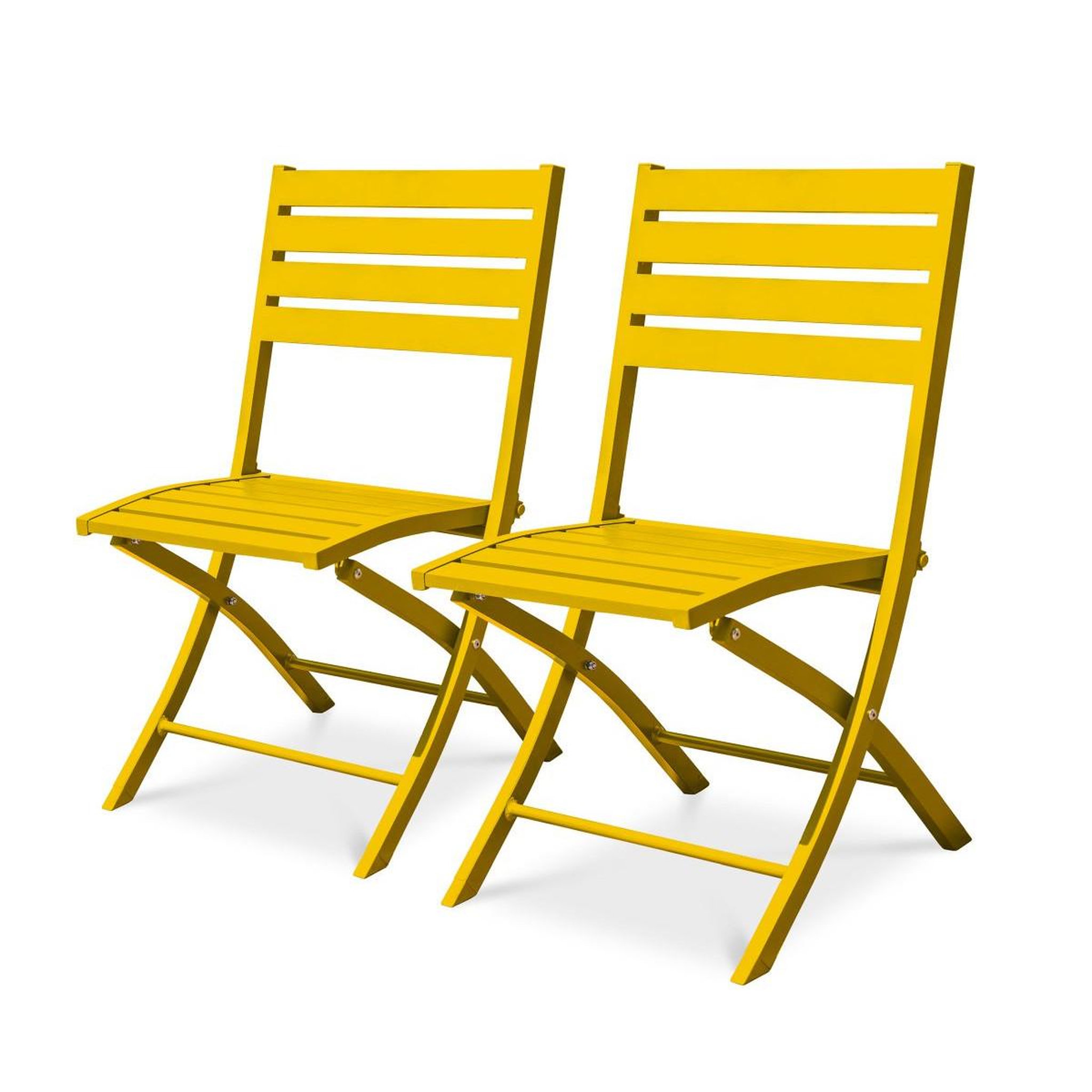 Voir la diapositive 2 : Paris Prix Lot de 2 chaises de jardin pliantes  marius  82cm moutarde