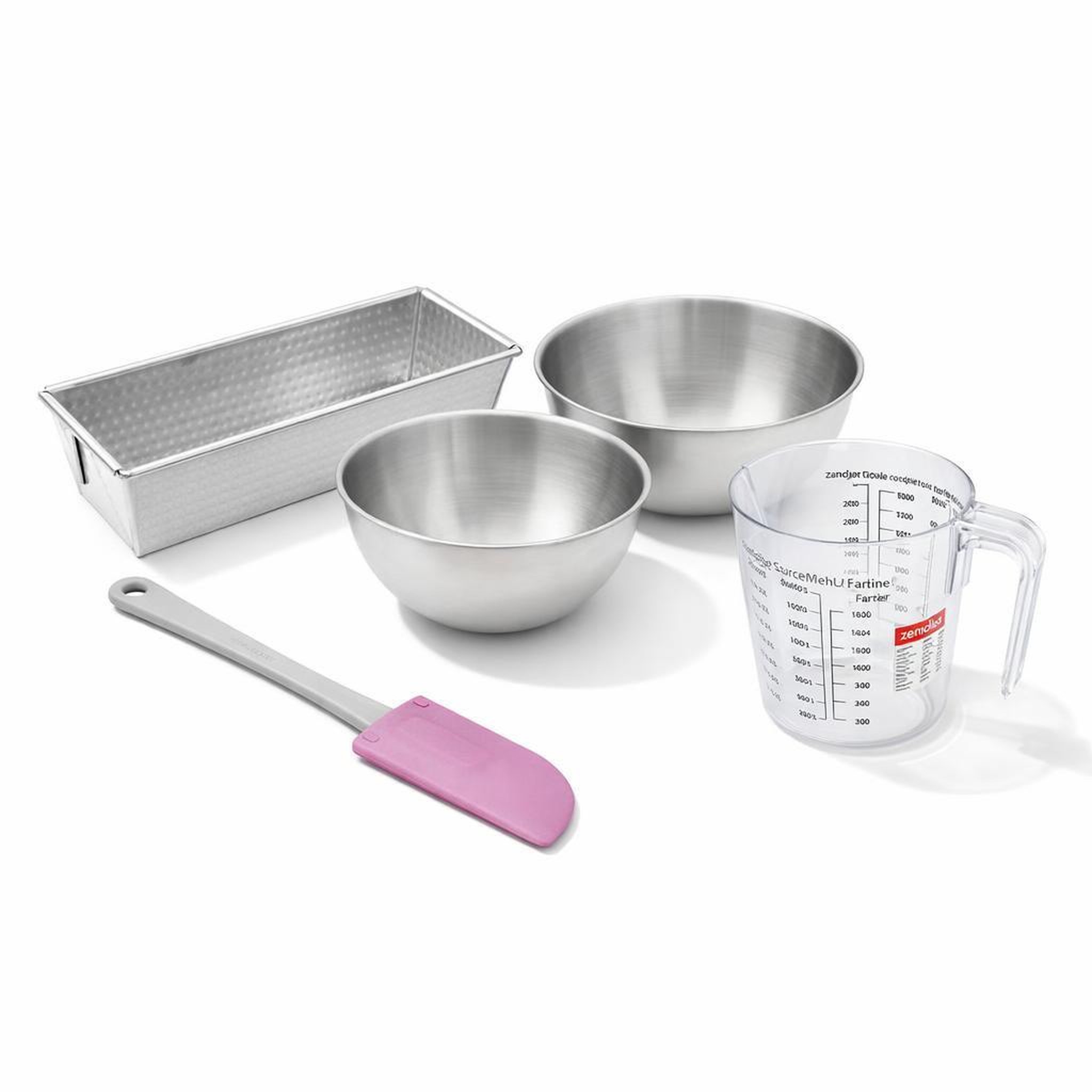 ZENKER Set de 5 ustensiles de pâtisserie moule à gâteaux bols spatule et verre doseur zenker silver