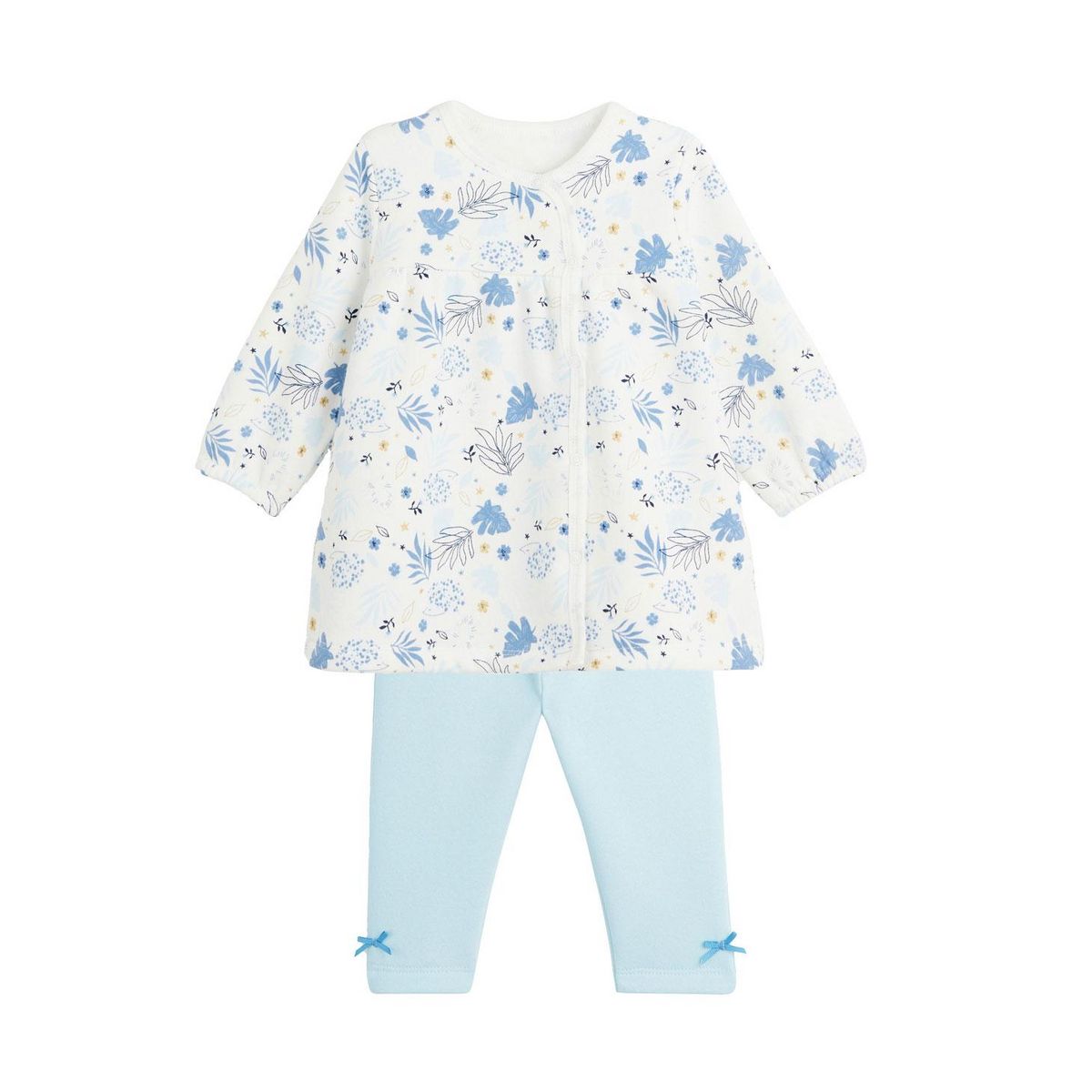 Petit Béguin Ensemble robe et legging en molleton bébé fille Luna