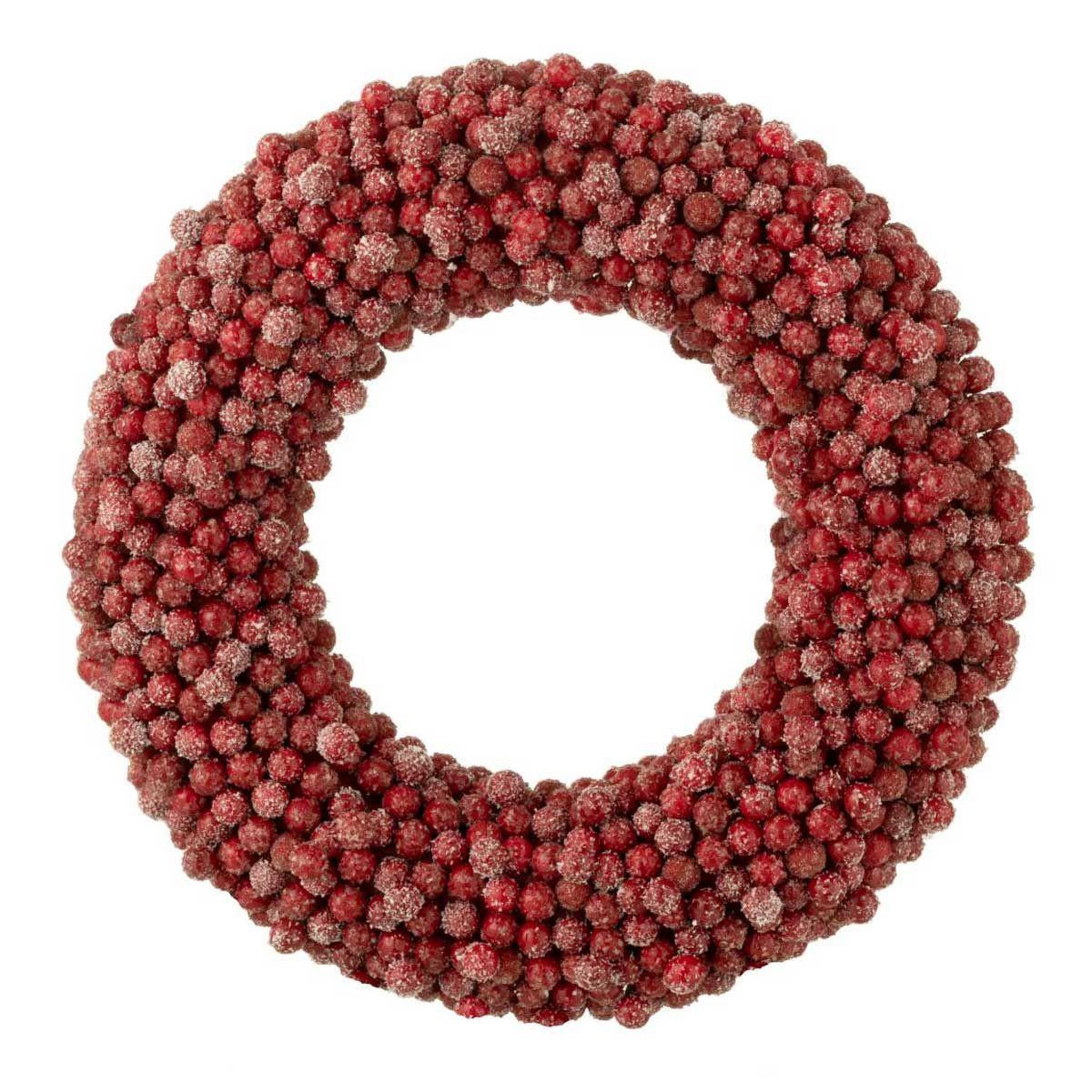J-LINE Couronne de noël ronde  baies  45cm rouge