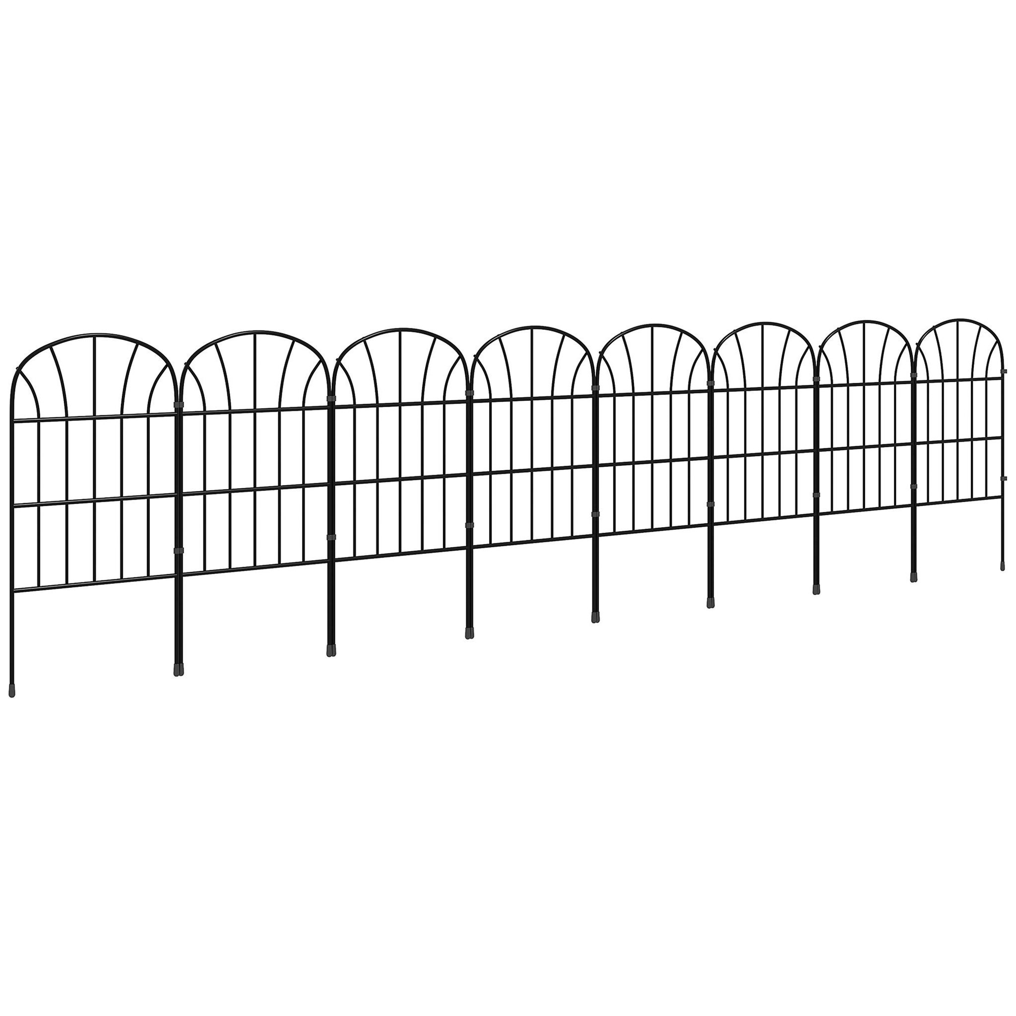 OUTSUNNY Lot de 8 clôtures de jardin décoratives avec ornements métal noir