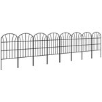OUTSUNNY Lot de 8 clôtures de jardin décoratives avec ornements métal noir