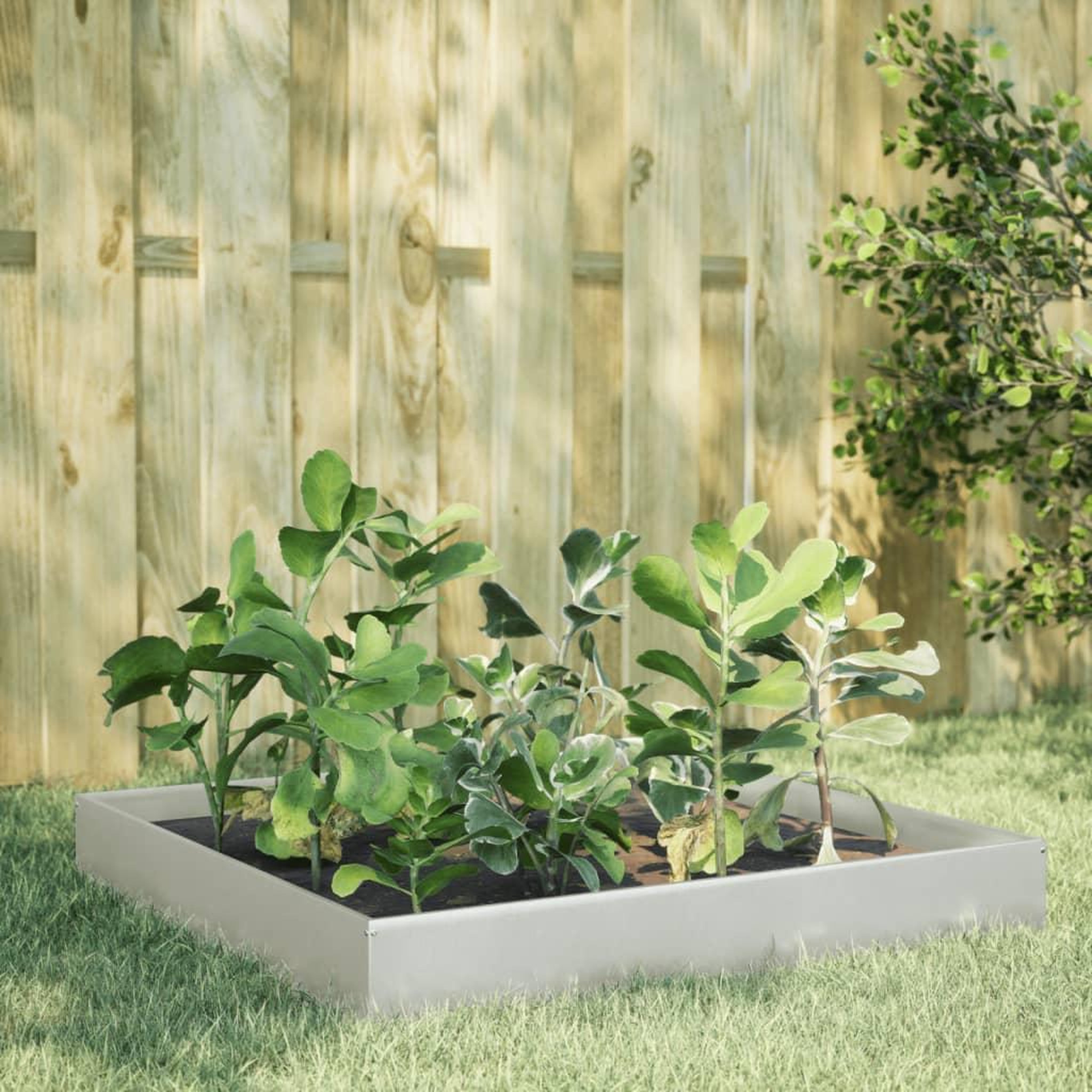 Voir la diapositive 1 : VIDAXL Lit sureleve de jardin 100x100x26 cm acier inoxydable