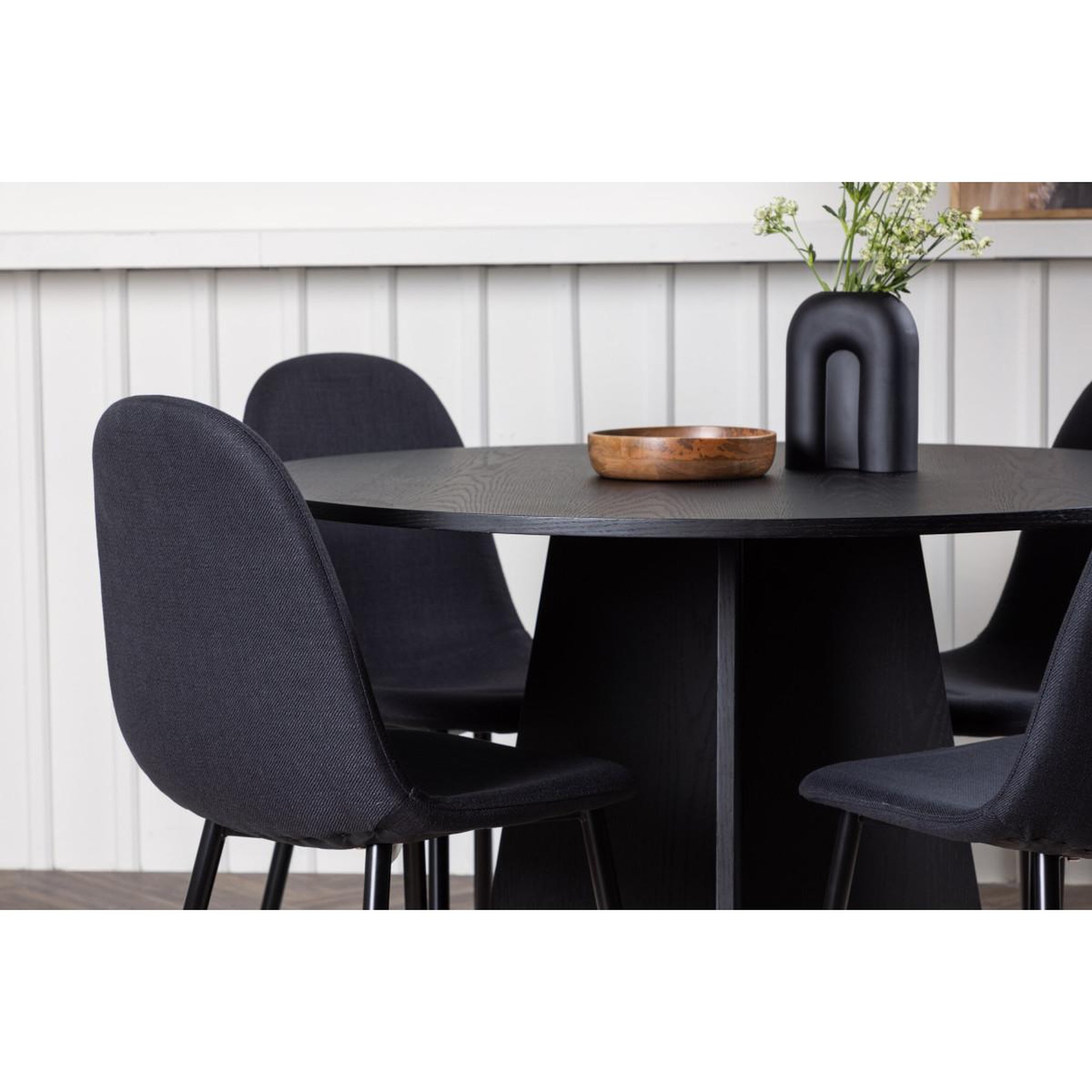 Voir la diapositive 5 : Paris Prix Ensemble table à manger & 4 chaises  bootcut & polar  110cm noir