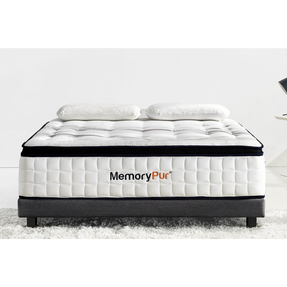 MemoryPur Matelas 33 cm ressorts ensachés + latex + mémoire de forme 140x190 cm DIAMANT