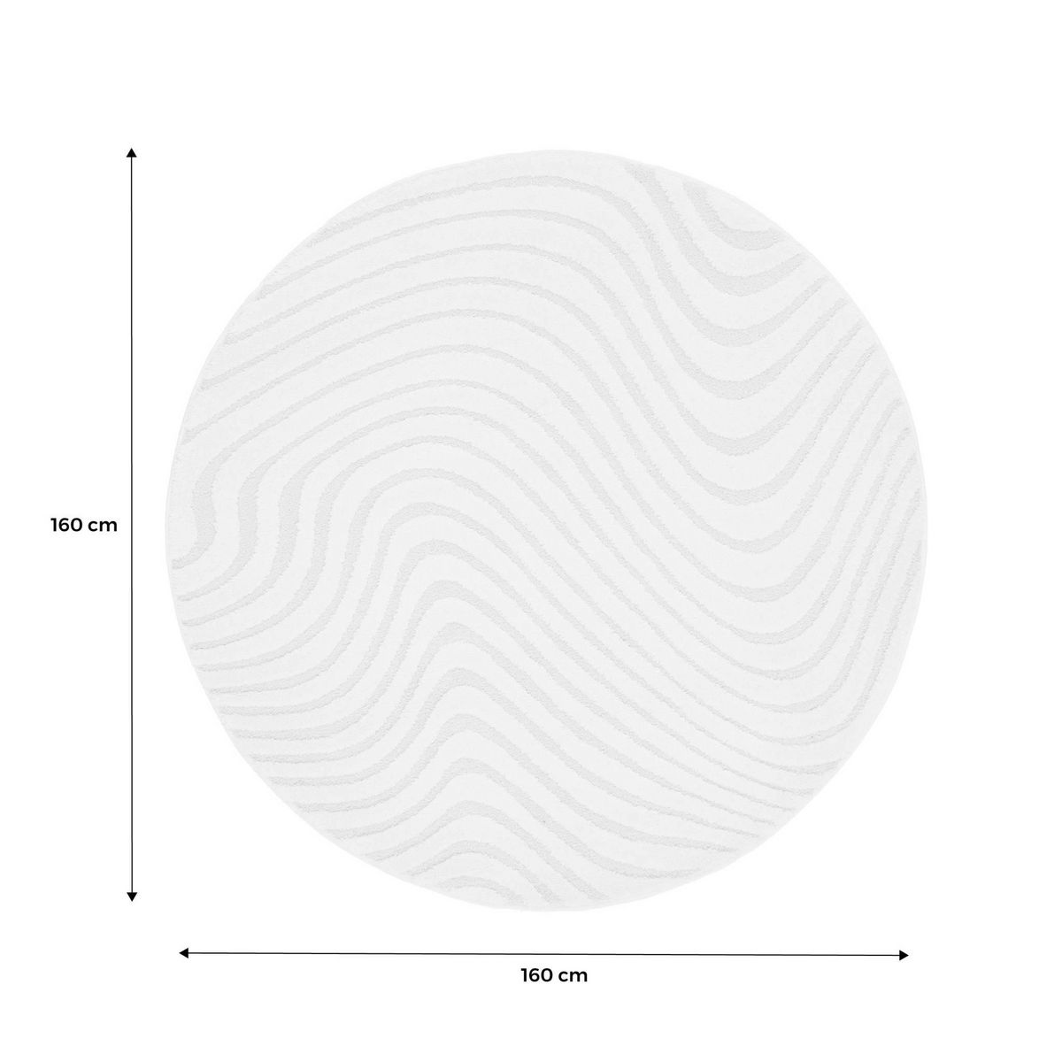 SWEEEK Tapis rond intérieur motifs ondulations en relief crème Ø160cm