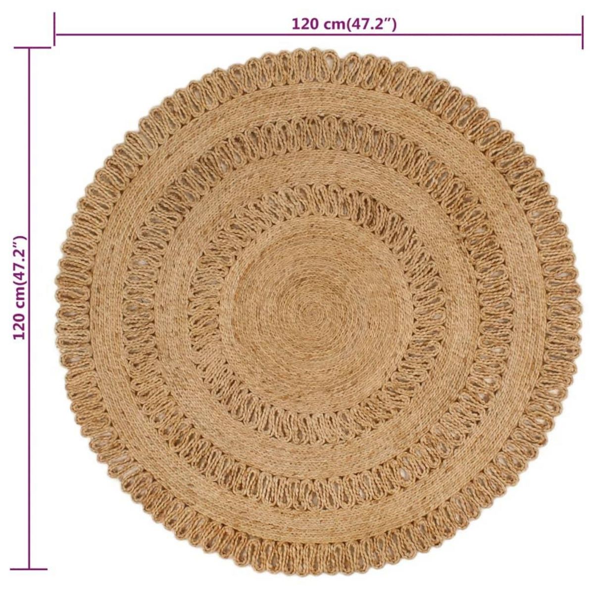 VIDAXL Tapis Jute tresse a la main 120 cm Rond