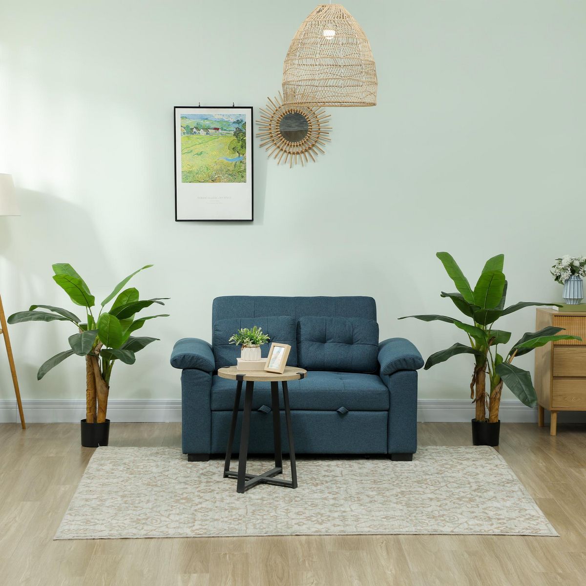 HOMCOM Lot de 2 plantes artificielles bananiers H.120 cm - grand réalisme - 15 feuilles - mousse effet lichen pots inclus