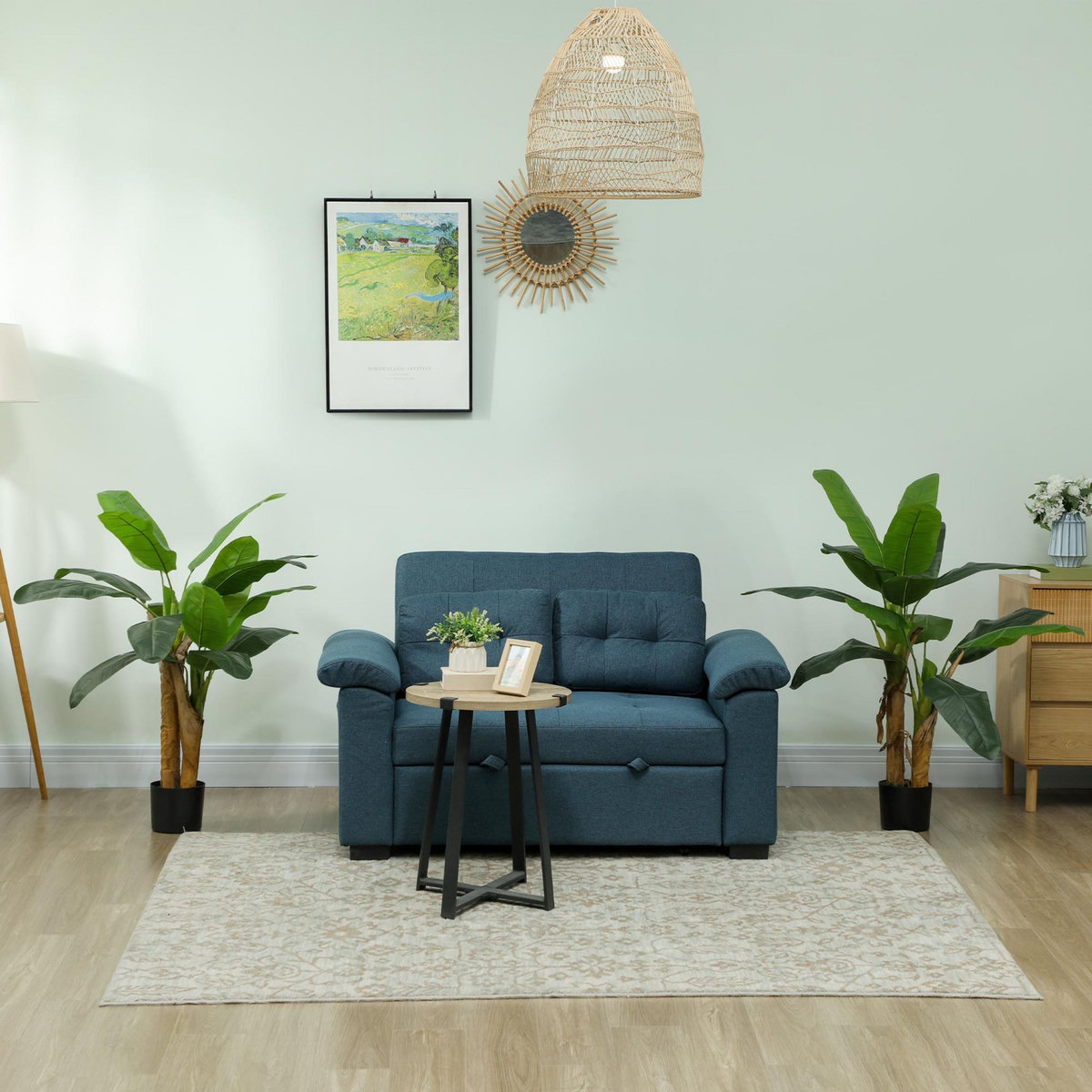 HOMCOM Lot de 2 plantes artificielles bananiers H.120 cm - grand réalisme - 15 feuilles - mousse effet lichen pots inclus