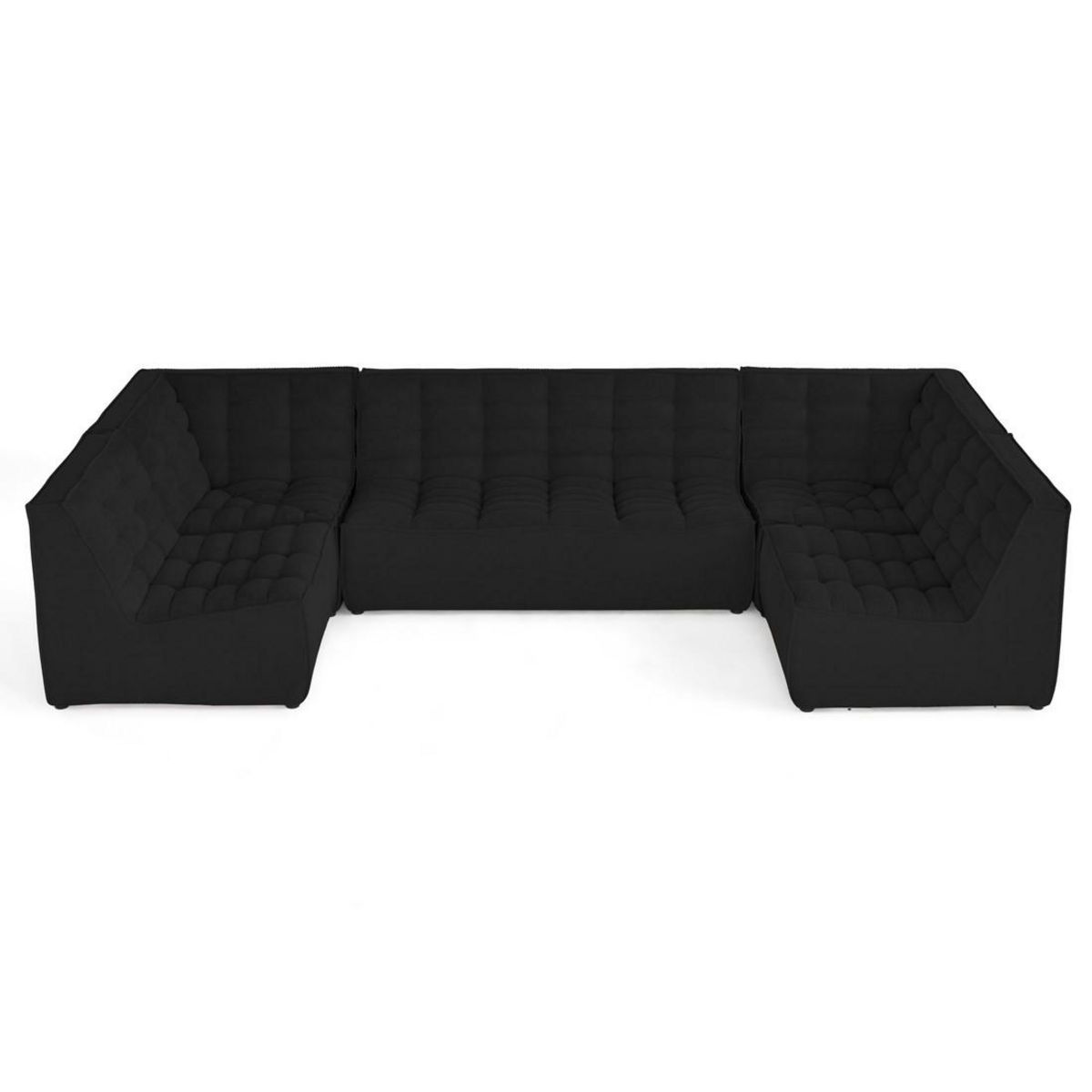 LISA DESIGN Ellie - canapé modulable panoramique 7 places en velours texturé