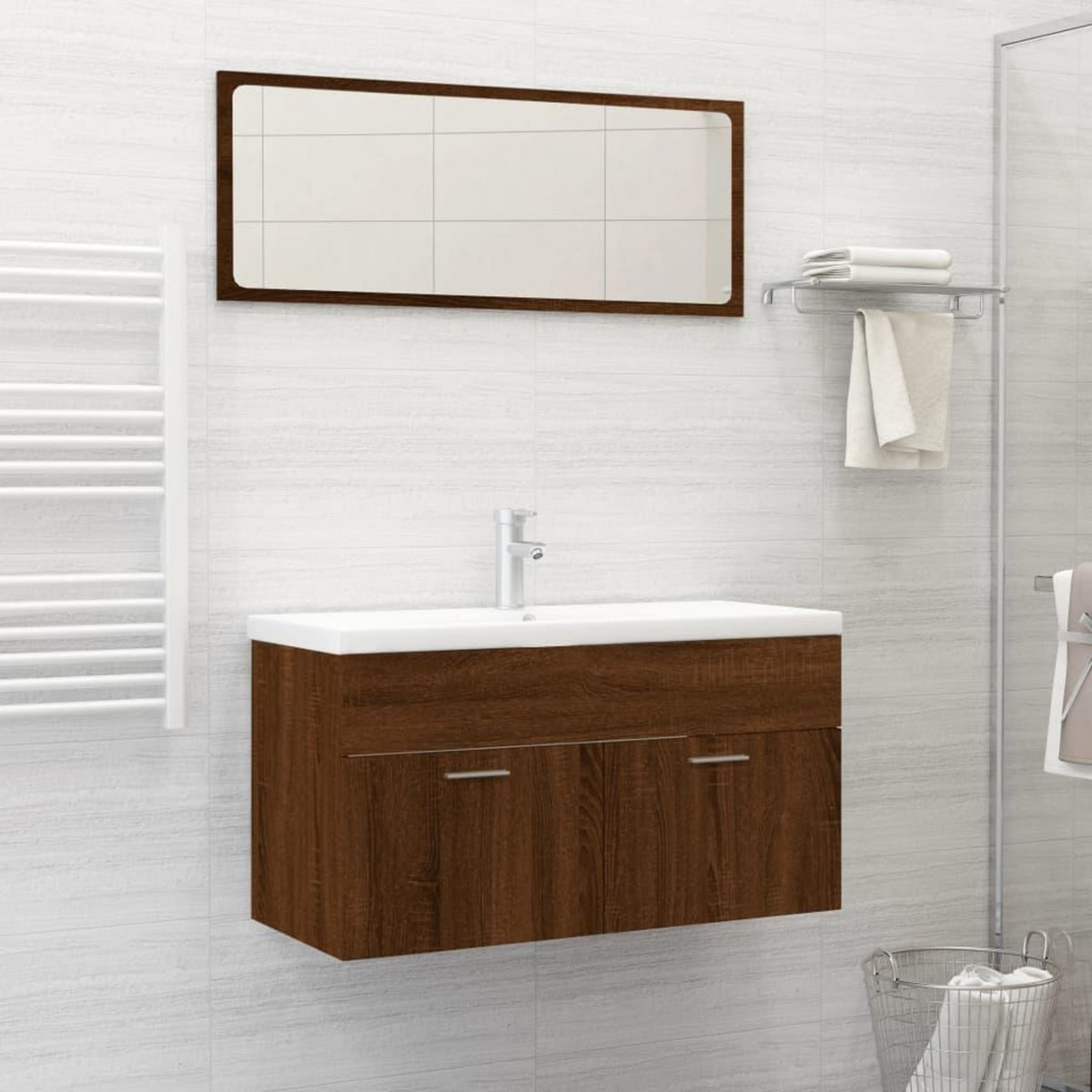 VIDAXL Ensemble de meubles de salle de bain 2 pcs Chene marron