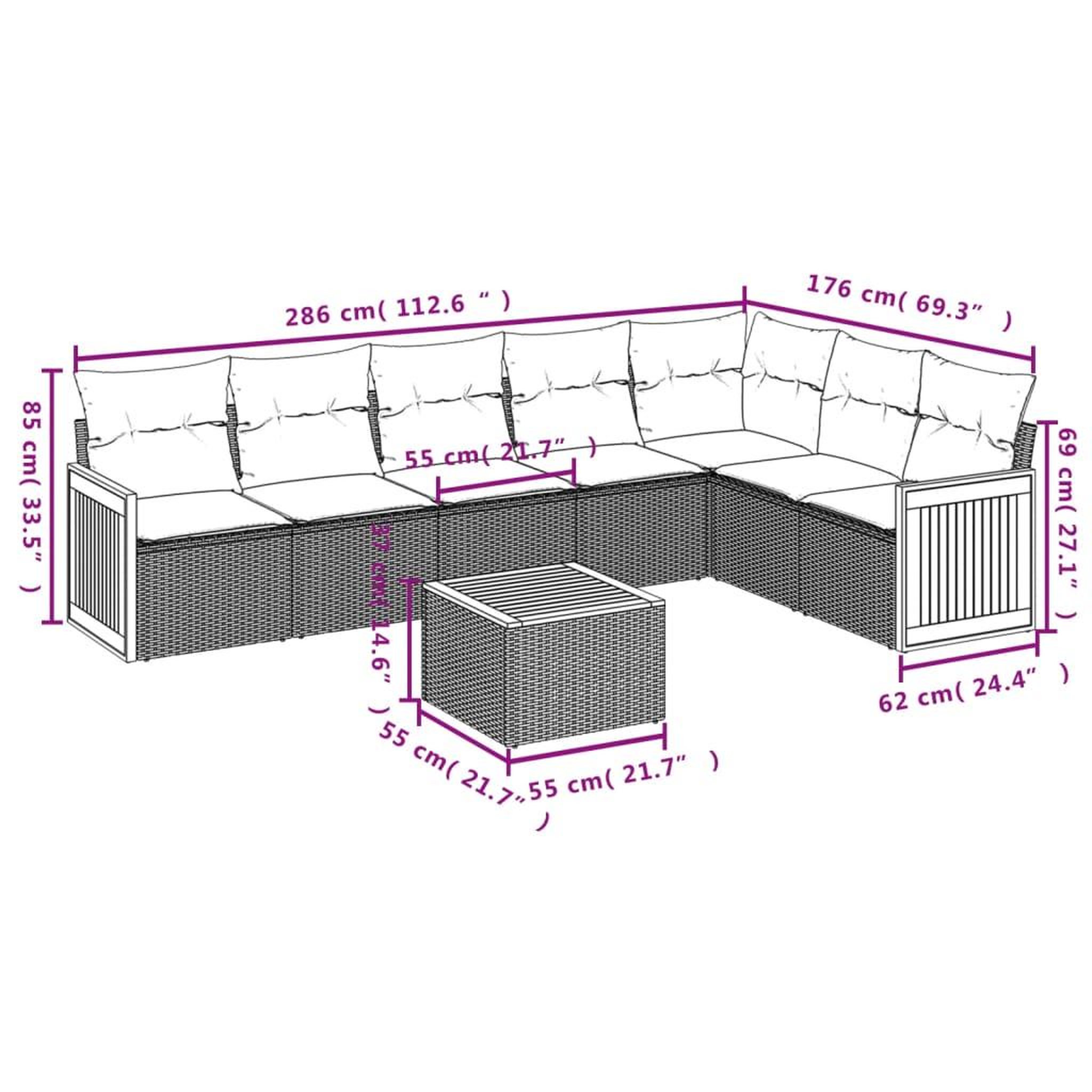 Voir la diapositive 6 : VIDAXL Salon de jardin 8 pcs avec coussins noir resine tressee