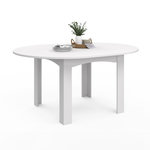 ID MARKET Table à manger extensible ronde DONA 4-8 personnes blanc 110-150 cm
