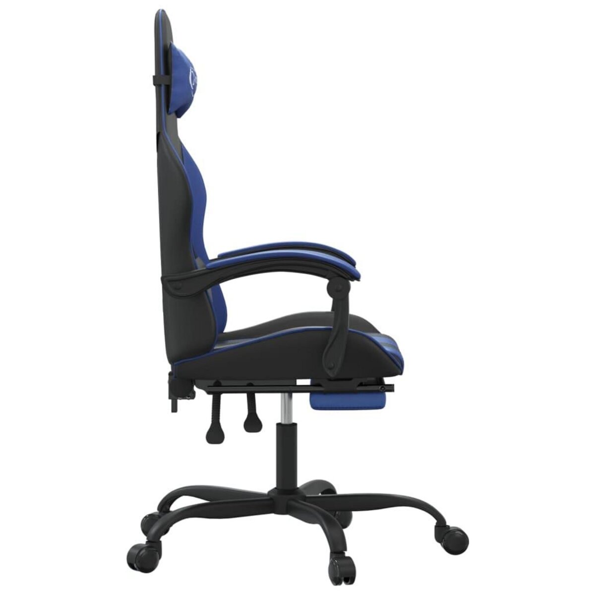 VIDAXL Chaise de jeu pivotante et repose-pied Noir et bleu Similicuir