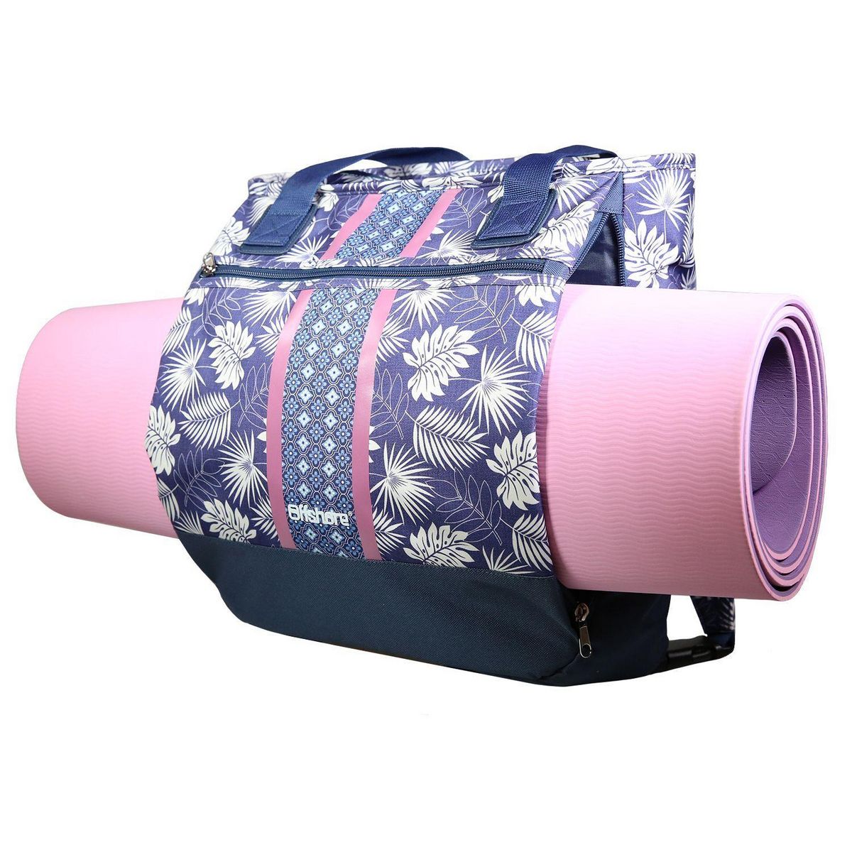 Bagtrotter BAGTROTTER Sac 3 en 1 : sac à dos, sac shopping et yoga Offshore Bleu Fleurs