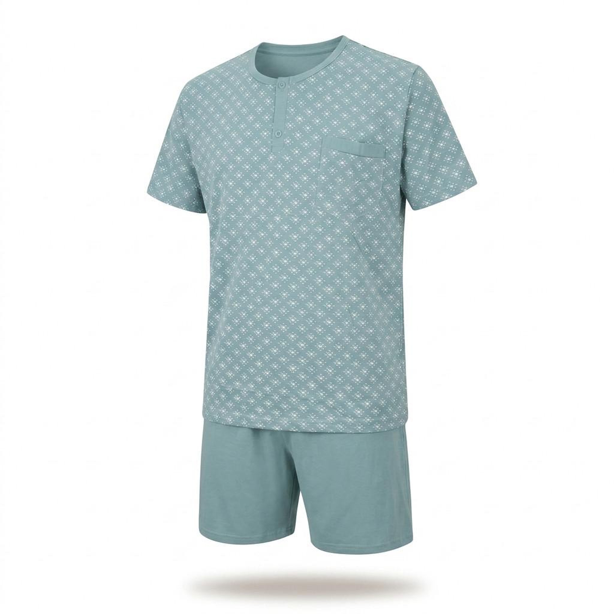 Voir la diapositive 5 : OZABI OZABI Pack 3 Pyjamas Courts Homme Coton Majoritaire, Col Bouton