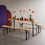 Voir la diapositive 6 : SWEEEK Table en bois 180cm avec 2 bancs – BAYONNE – Esprit brasserie. pliable. 6 personnes