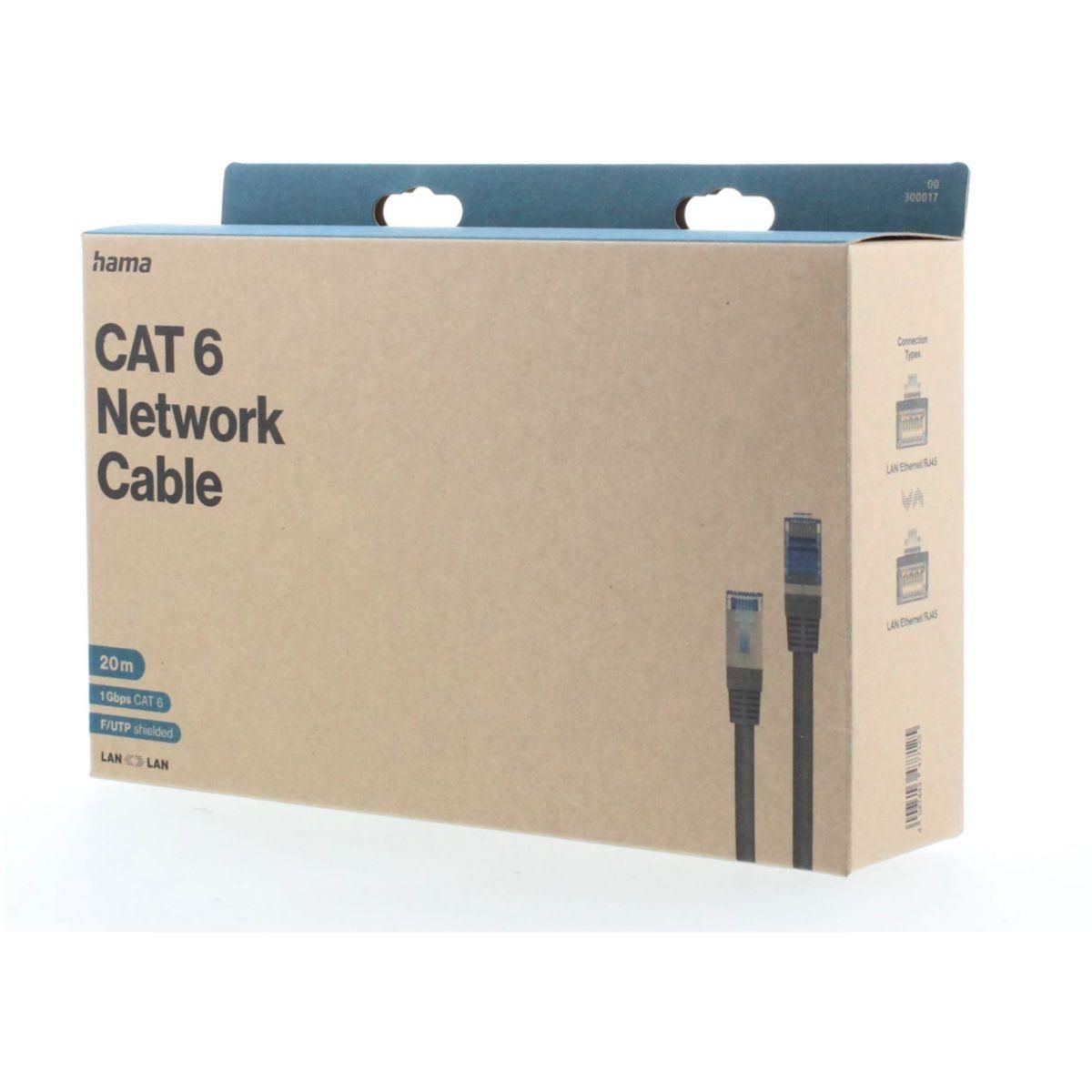 Hama Câble Ethernet 20M Droit CAT6 Gris