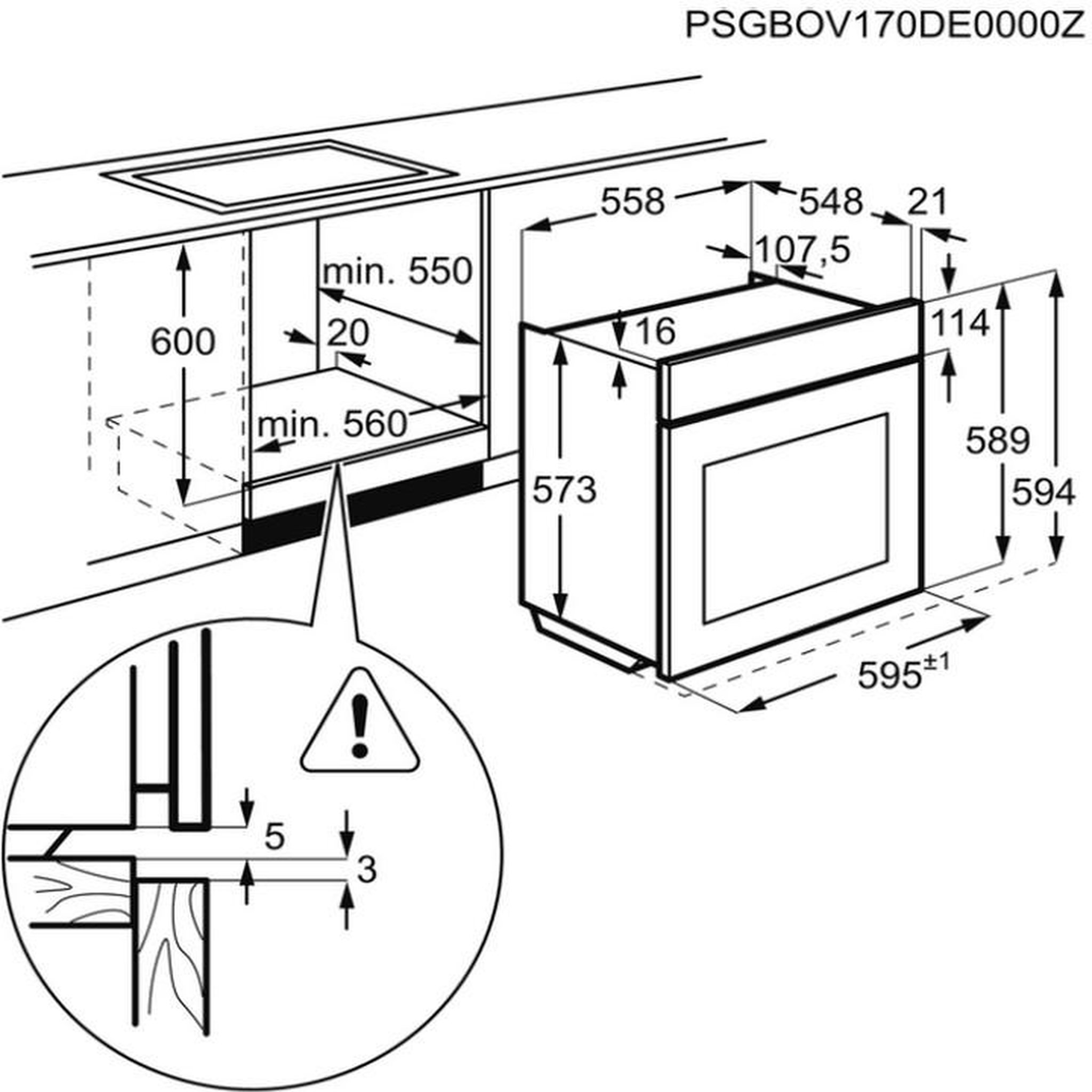 Voir la diapositive 3 : ELECTROLUX Four intégrable multifonction 72l 60cm a+ pyrolyse inox - eoe7p11x