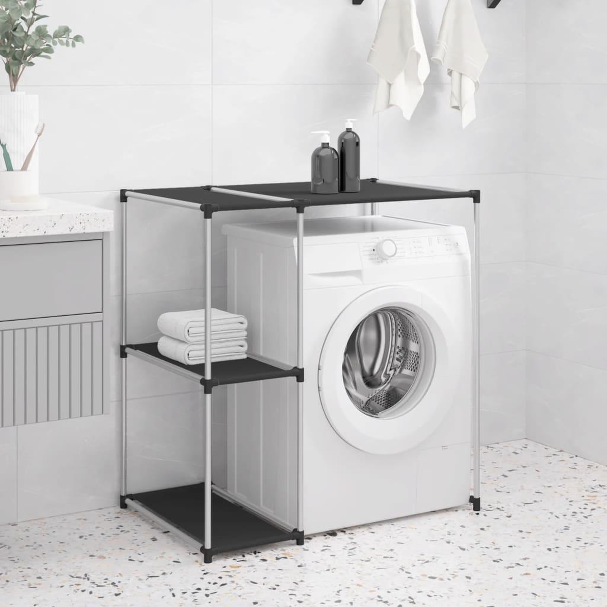 Voir la diapositive 1 : VIDAXL Support de rangement sur la machine a laver Noir 87x55x90,5 cm