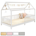 IDIMEX Lit cabane NINA 90 x 190 cm, en pin massif. Coloris disponibles : Rose, Gris, Blanc, Marron