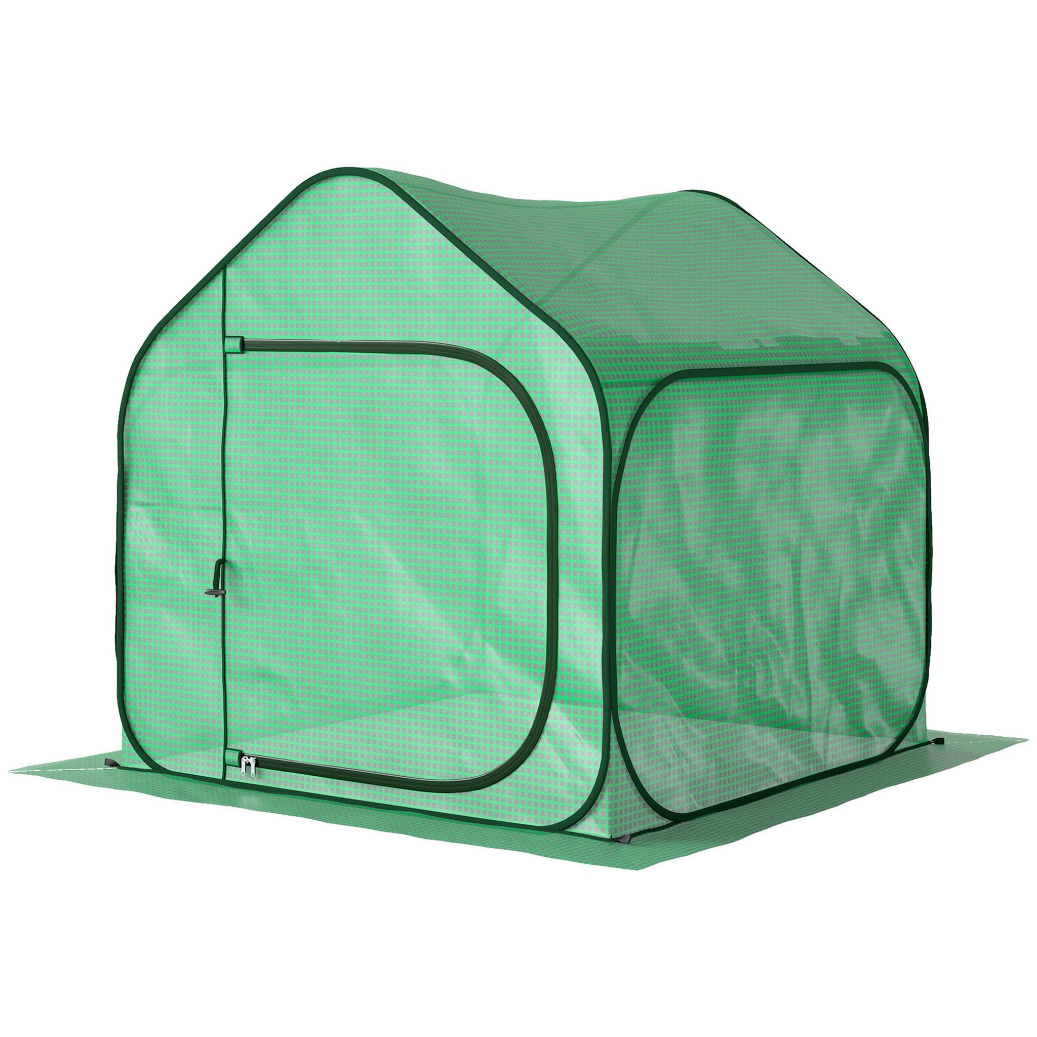 OUTSUNNY Mini serre de jardin pop up - porte zippée - dim. 150 x 148 x 148 cm - acier pe vert