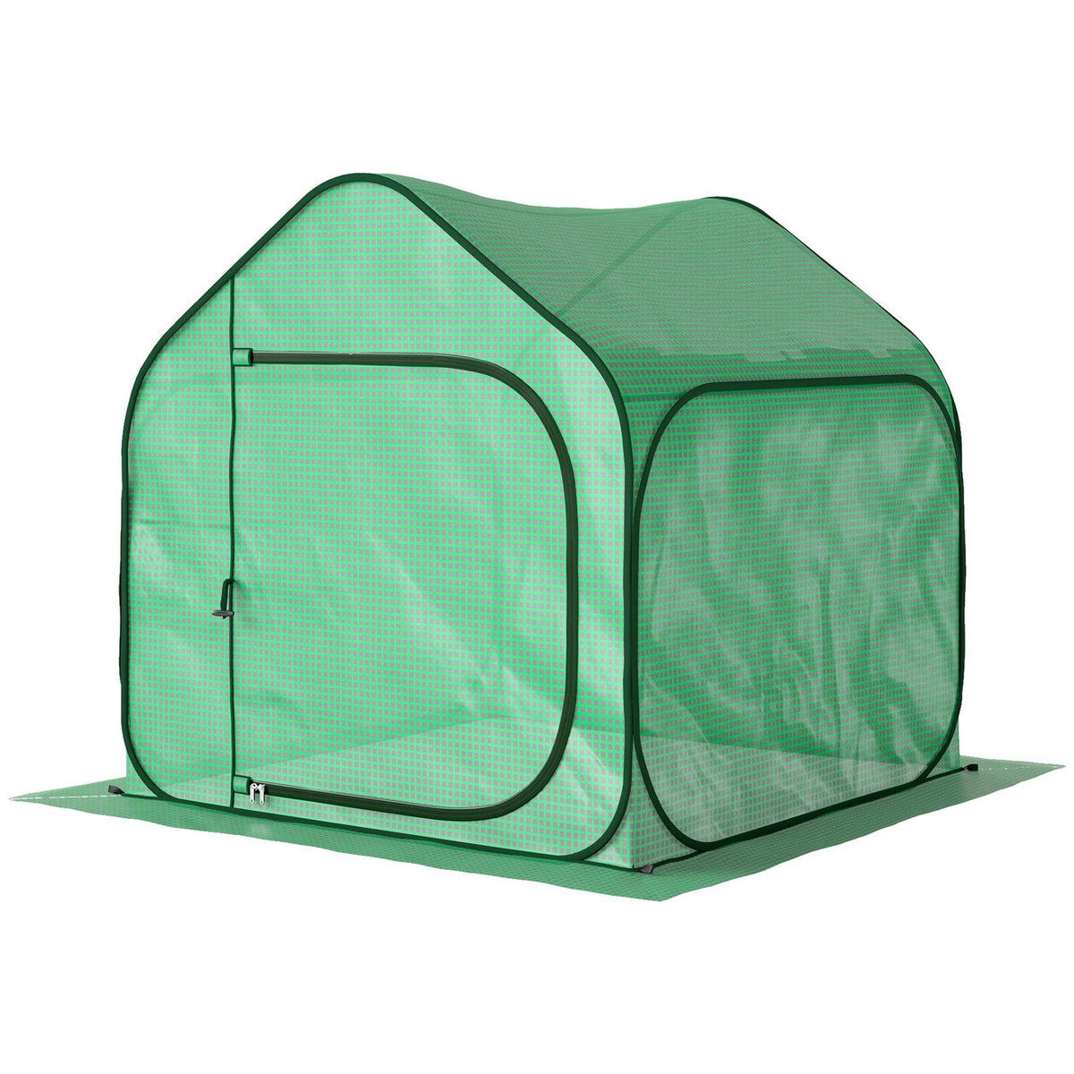 OUTSUNNY Mini serre de jardin pop up - porte zippée - dim. 150 x 148 x 148 cm - acier PE vert
