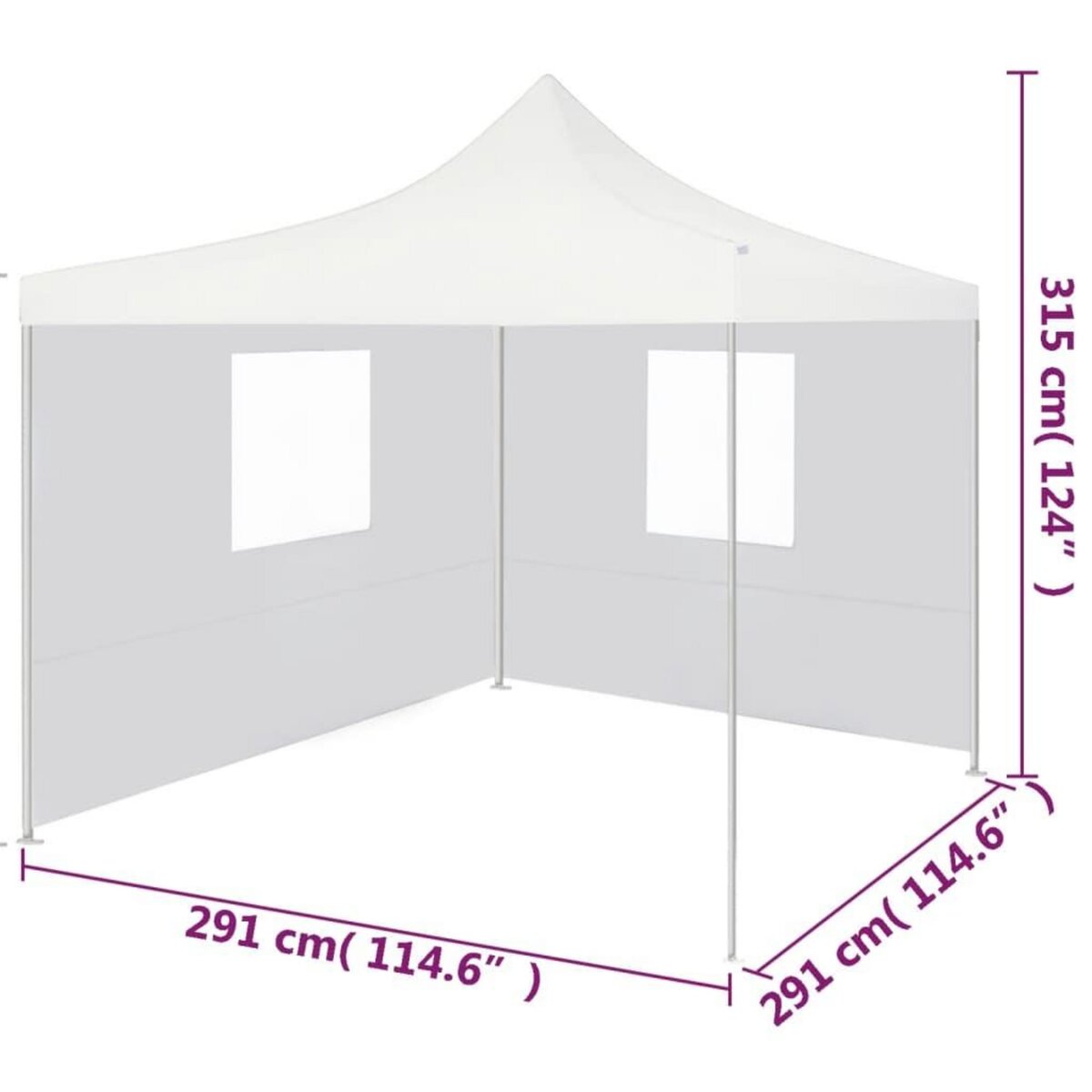VIDAXL Tente de reception pliable avec 2 parois 3x3 m Acier Blanc