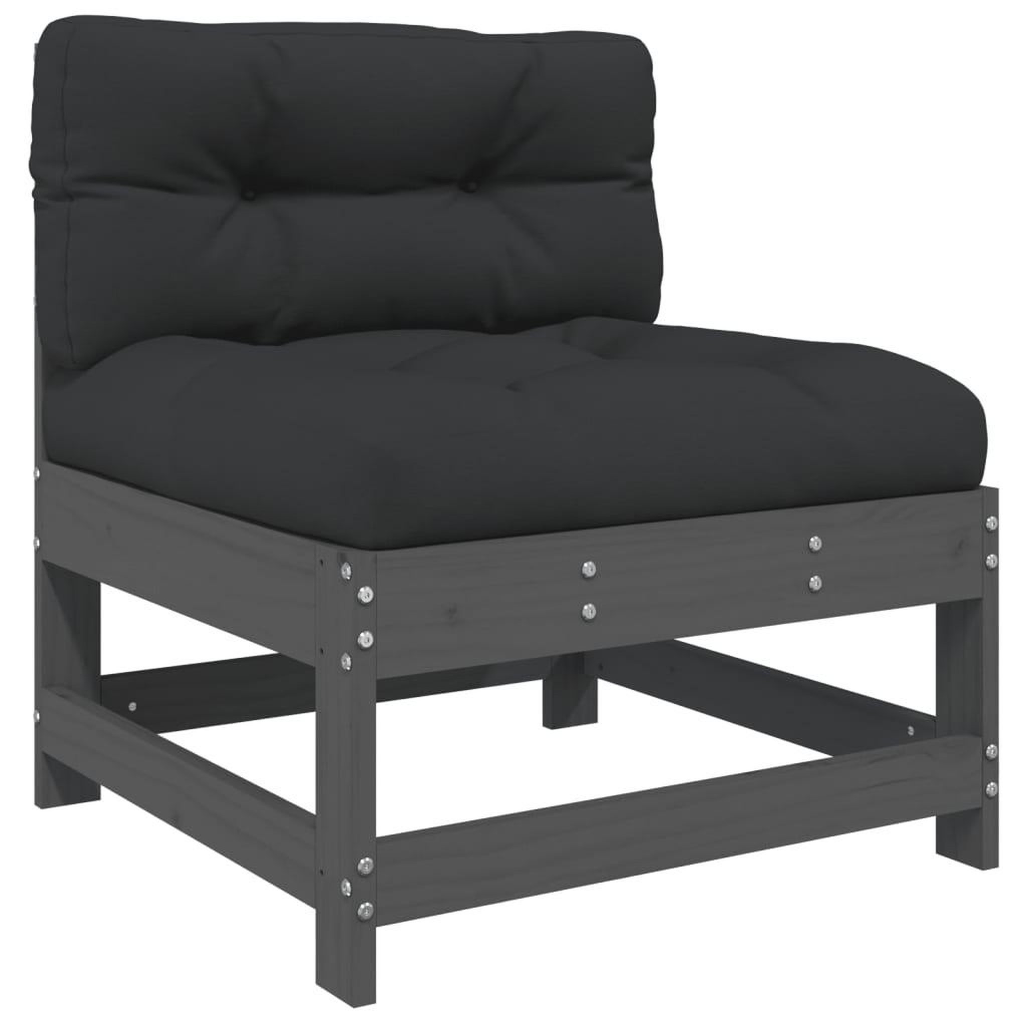 Voir la diapositive 4 : VIDAXL Salon de jardin 5 pcs avec coussins gris bois massif