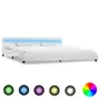 VIDAXL Cadre de lit avec LED Blanc Similicuir 180 x 200 cm
