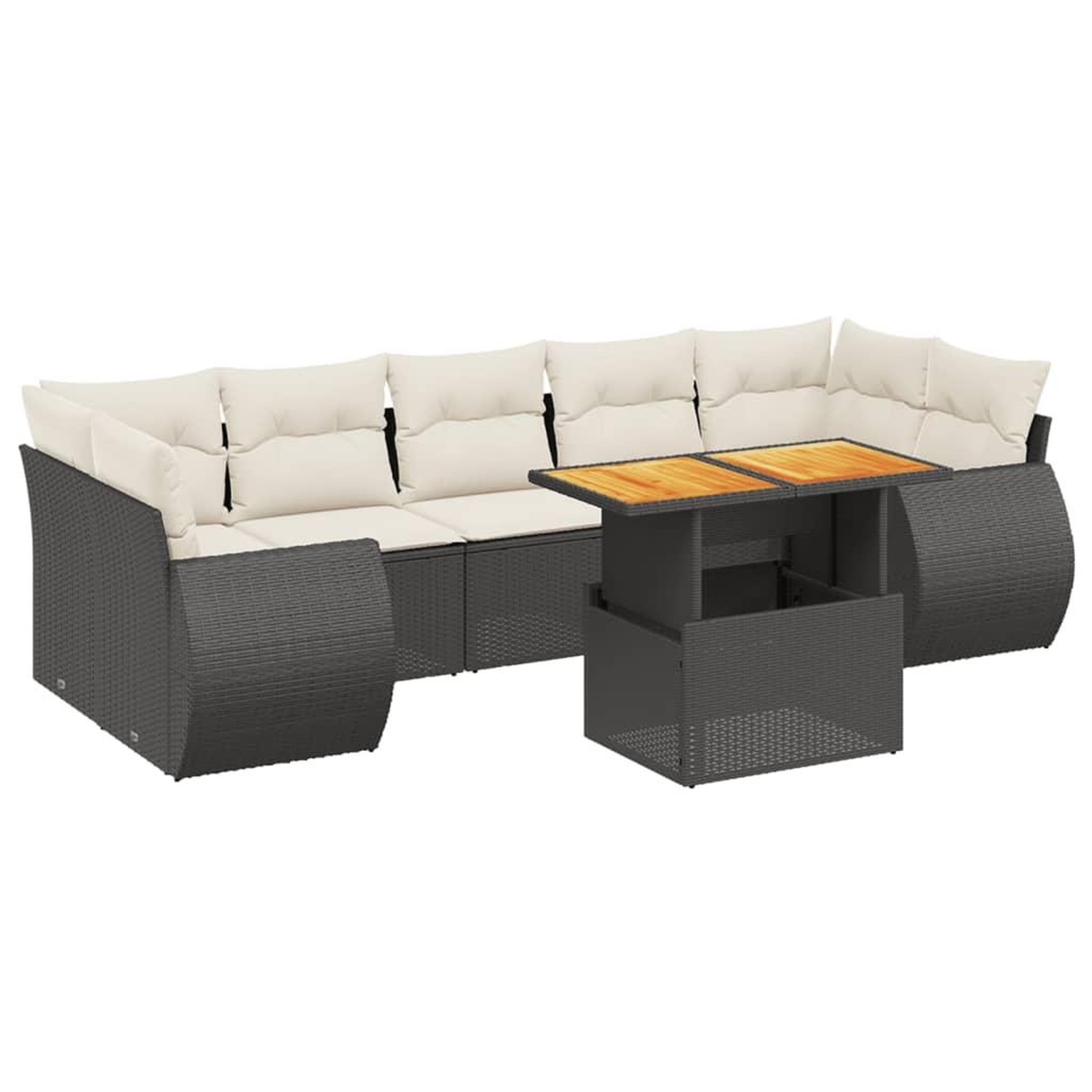 Voir la diapositive 2 : VIDAXL Salon de jardin 8 pcs avec coussins noir resine tressee