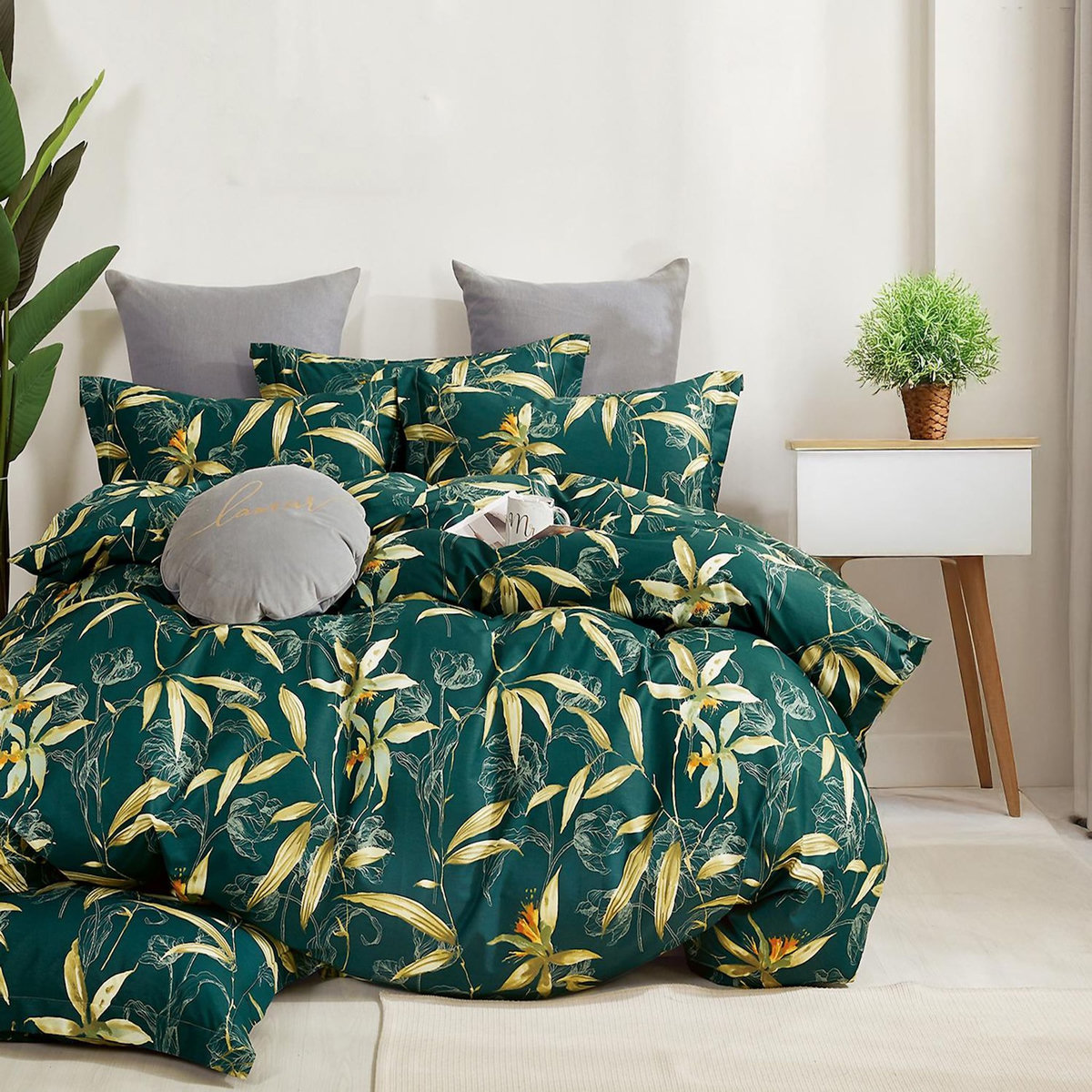 Home collection Parure housse de couette 100 % percale de coton 80 fils Bambusia