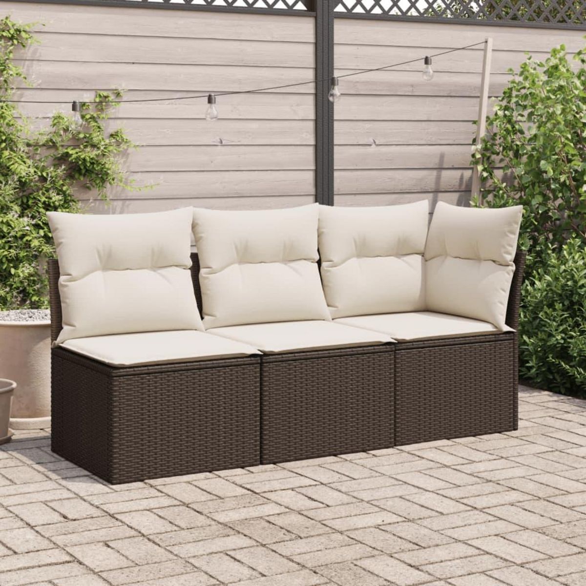 VIDAXL Canape de jardin sans accoudoirs coussins brun resine tressee