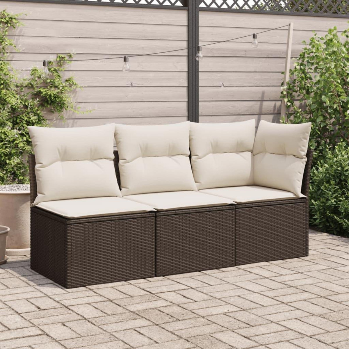 VIDAXL Canape de jardin sans accoudoirs coussins brun resine tressee