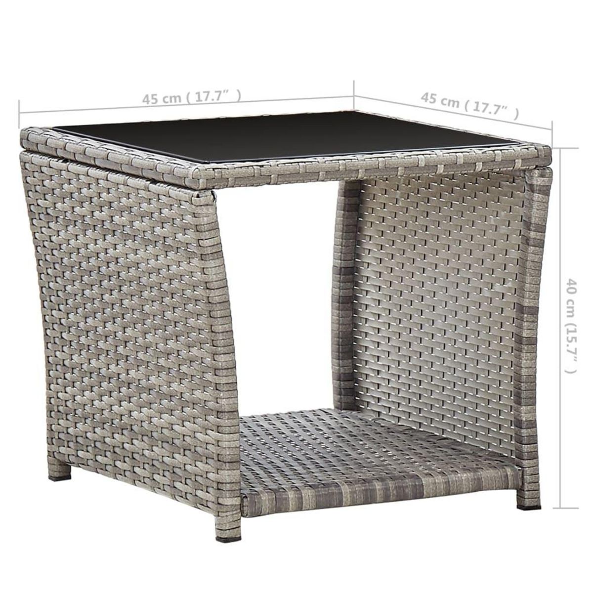 VIDAXL Table basse Gris 45x45x40 cm Resine tressee et verre