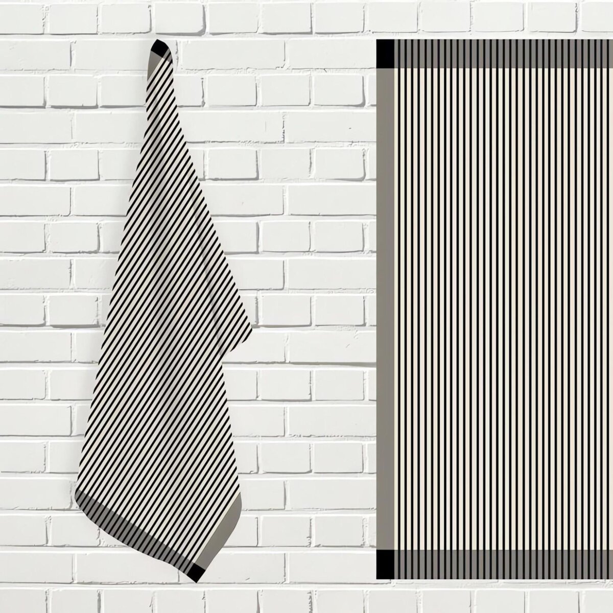 SOLEIL D'OCRE Lot de torchons de cuisine coton KENT taupe et ecru, par Soleil d'ocre