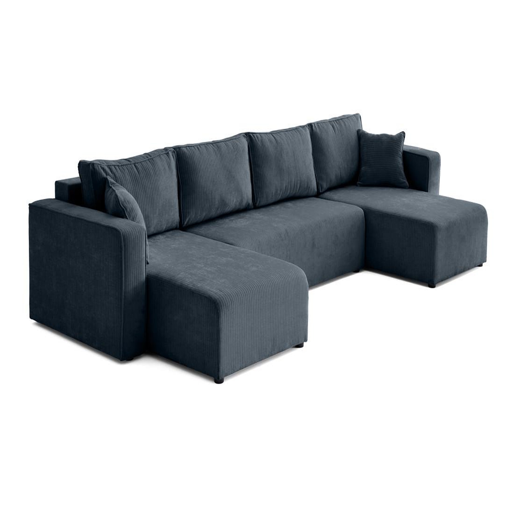 Voir la diapositive 5 : BEST MOBILIER Topaze - canapé panoramique en u - 7 places - convertible avec coffre - en velours côtelé plat