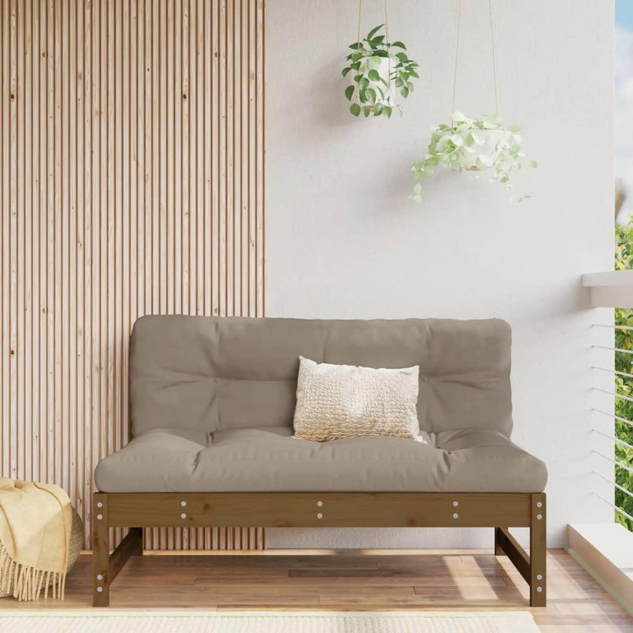VIDAXL Canape central 120x80 cm marron miel bois de pin massif
