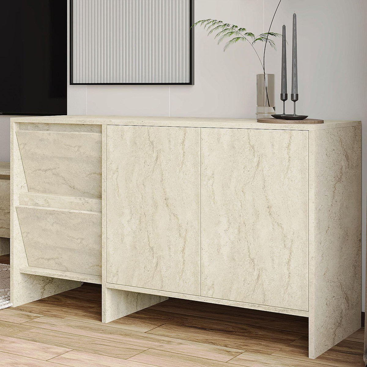 Habitat et Jardin Buffet en bois  Laris 130  - 130 x 44 x 82 cm - Travertin