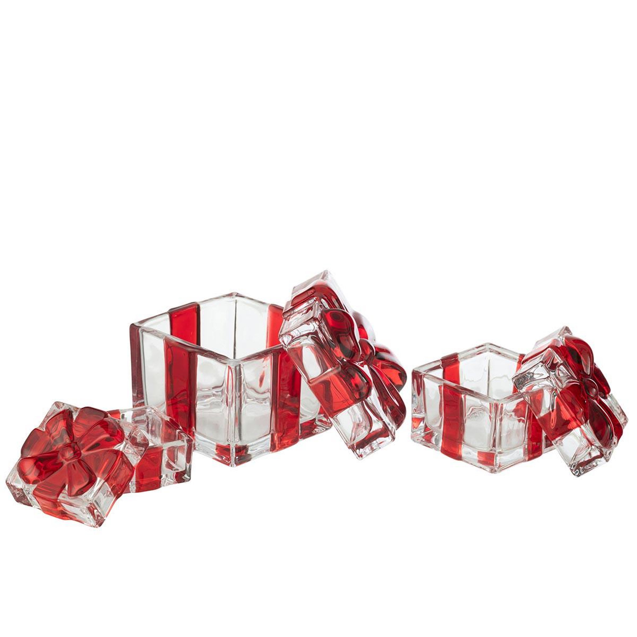 Voir la diapositive 4 : J-LINE Bonbonnière en verre  cadeau  11cm rouge
