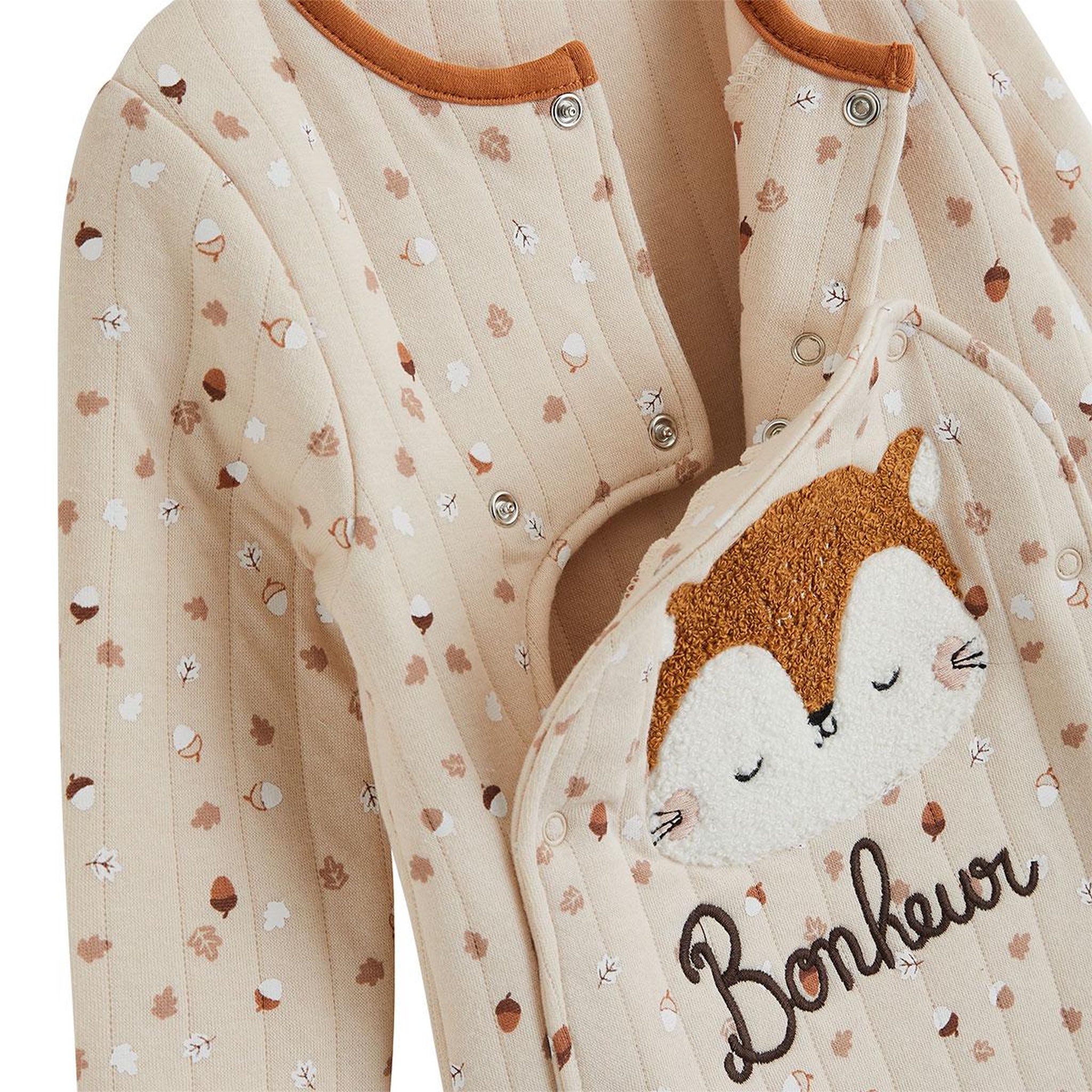Voir la diapositive 4 : PETIT BEGUIN Pyjama bébé matelassé ouverture pont caramel