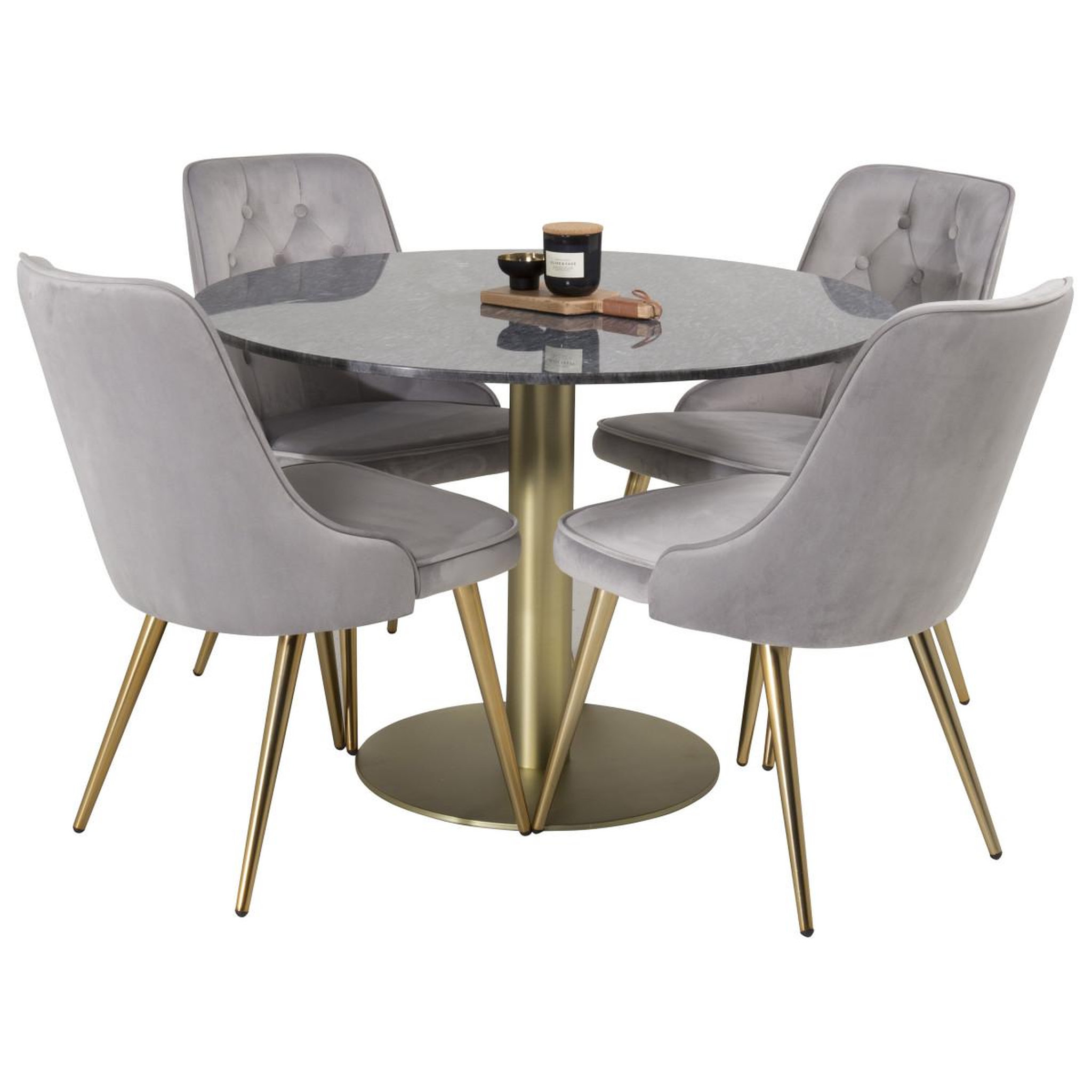 Voir la diapositive 4 : Paris Prix Ensemble Table à Manger & 4 Chaises  Estelle II & Deluxe II  106cm Gris Foncé & Gris