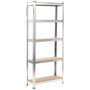 Voir la diapositive 1 : VIDAXL Etagere de rangement 5 niveaux Argente Acier et bois ingenierie