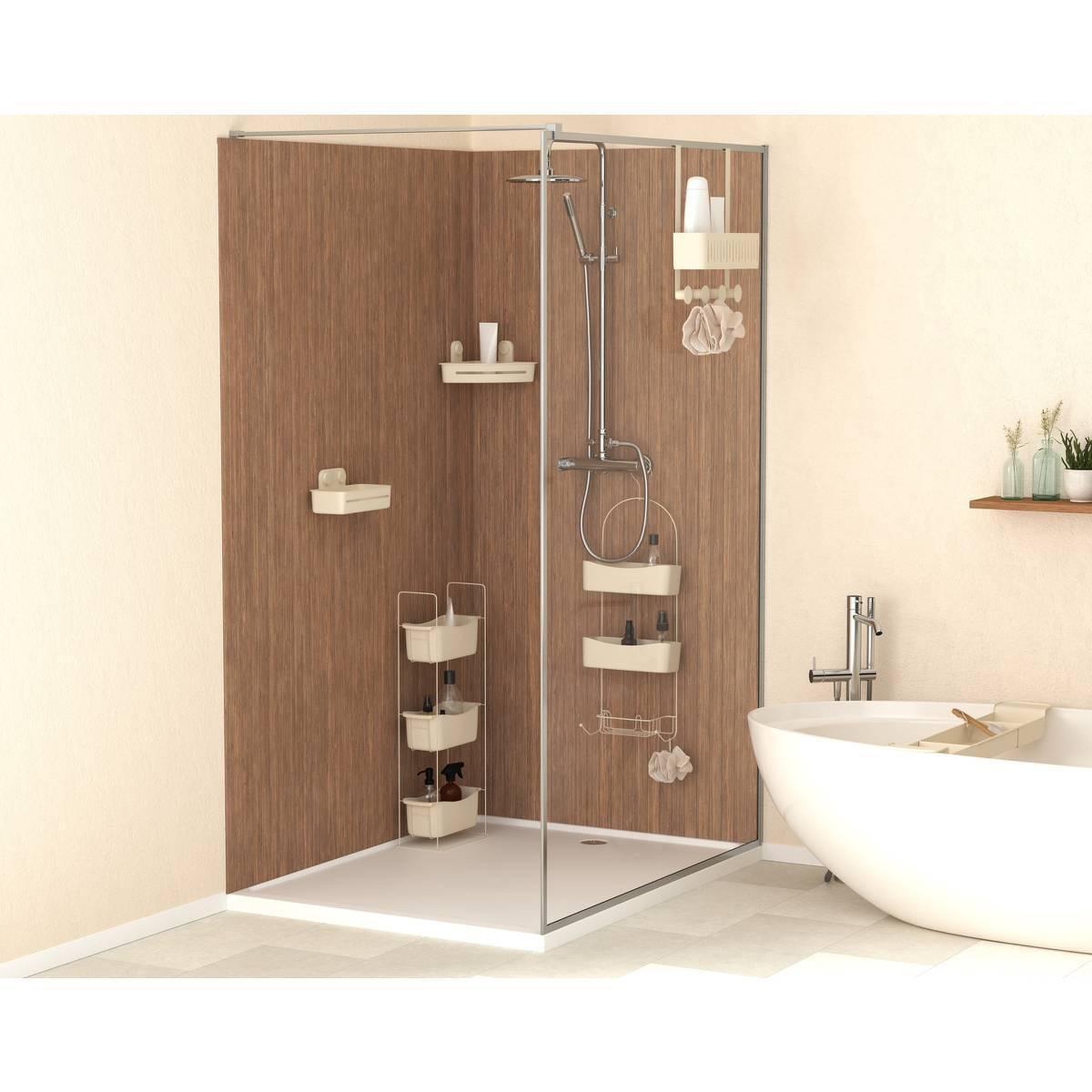 Voir la diapositive 4 : FIVE Étagère de douche  easy bath  27cm beige