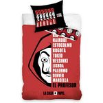 Home collection Parure housse de couette 140x200cm 100%coton 57fils casa de papel rouge