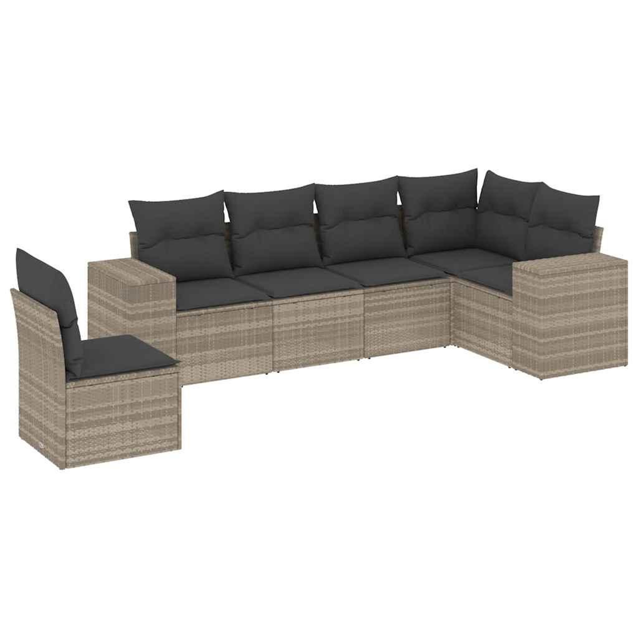 Voir la diapositive 2 : VIDAXL Salon de jardin 6 pcs avec coussins gris clair resine tressee