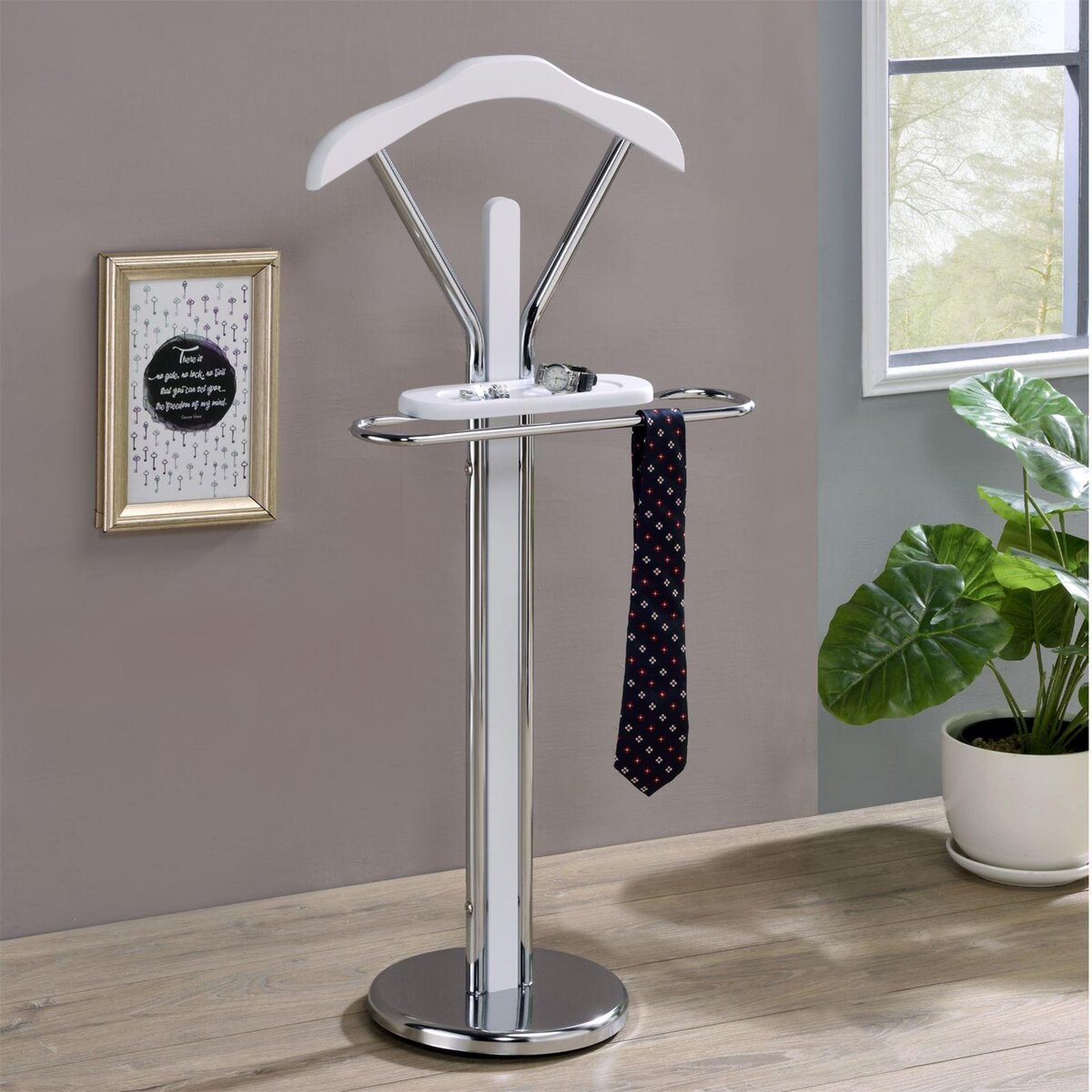 IDIMEX Valet GREGOR, en métal chromé et MDF