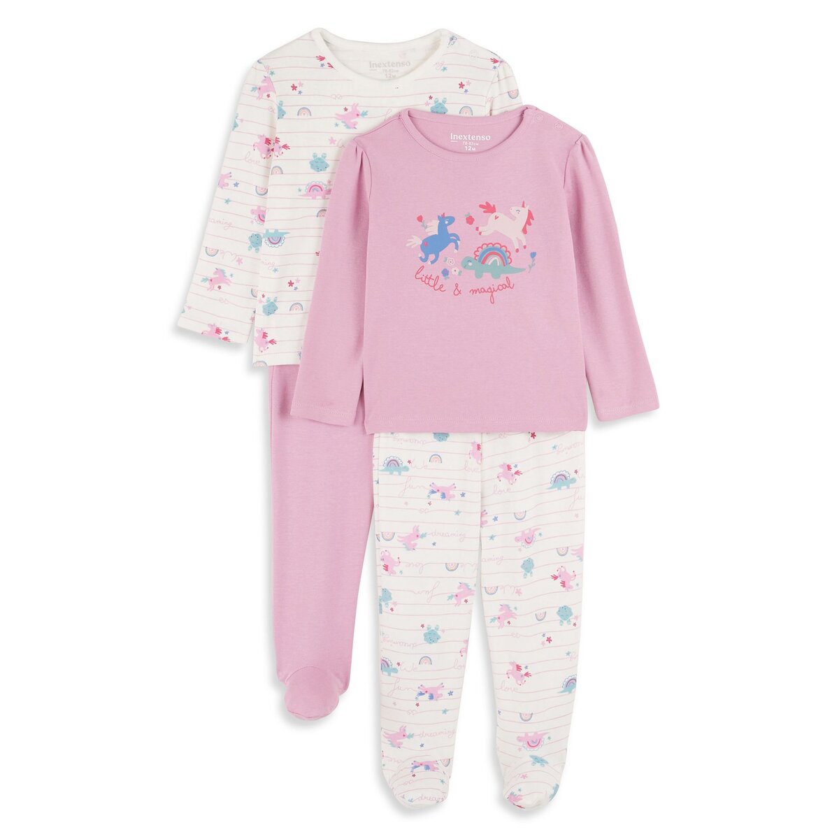 IN EXTENSO Lot de 2 pyjamas bébé fille pas cher 